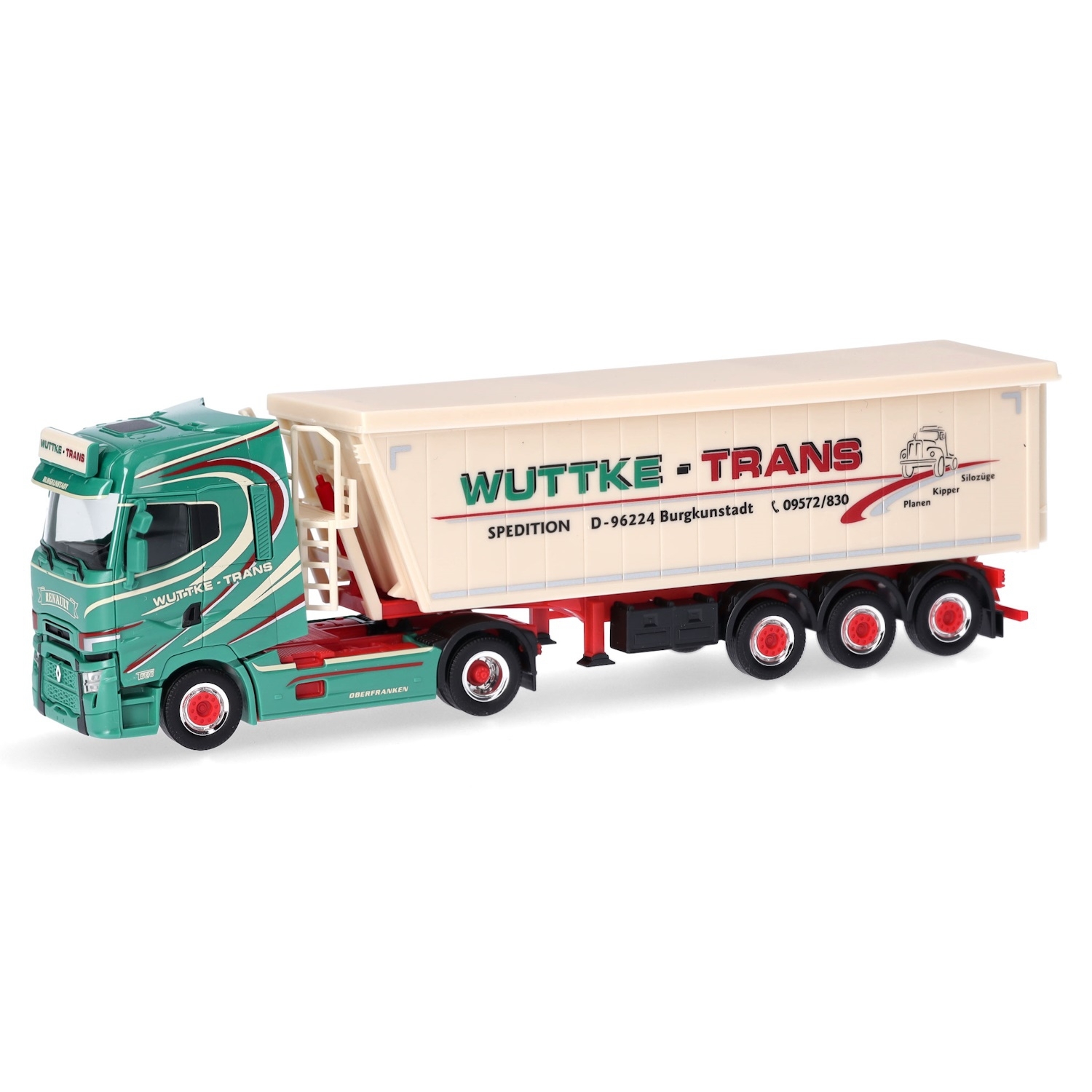 317610 - Herpa - Renault T High facelift with volume tipp trailer "Wuttke Trans"