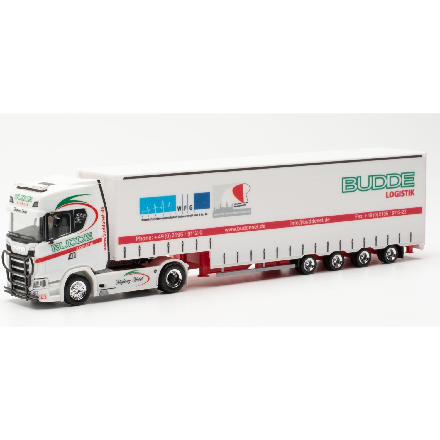 314374 - Herpa - Scania CS Highline Volumen-Sattelzug "BLS - Budde Logistik Spedition"