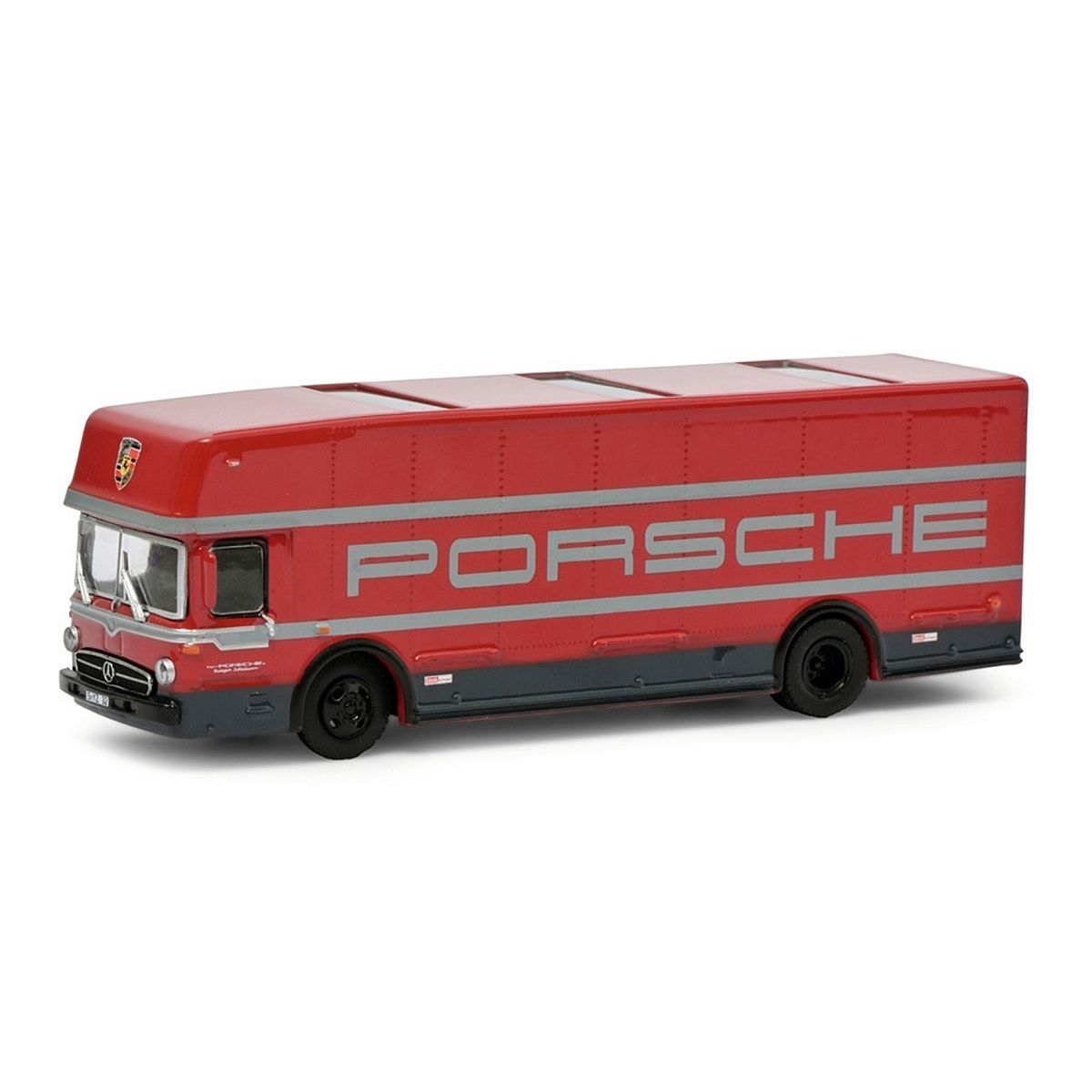 452668000 - Schuco - Mercedes-Benz O 317 race car transporter "Porsche"