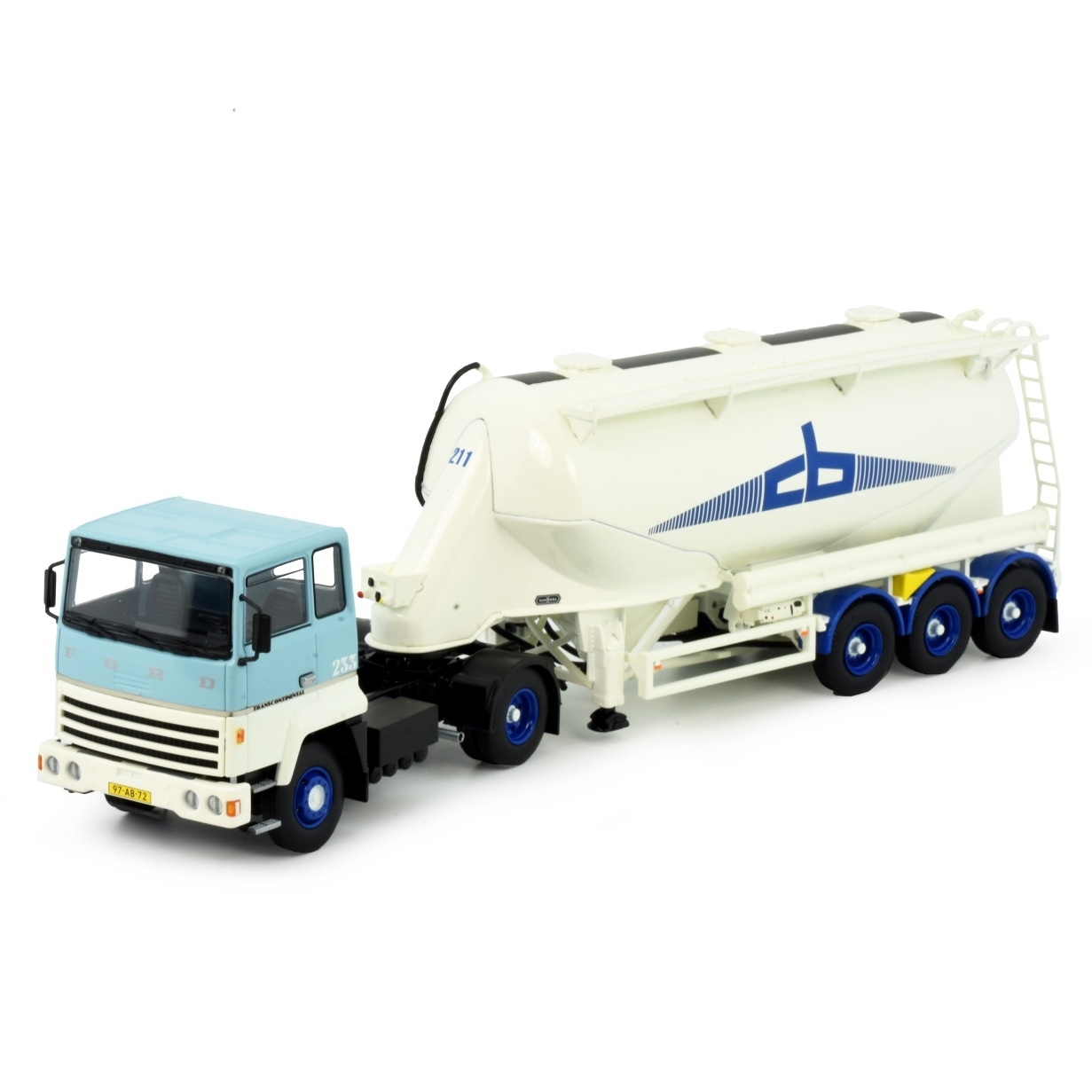 85368 - Tekno - Ford Transcontinental 4x2 mit 3achs klassischen Siloauflieger - Cementbouw - NL -