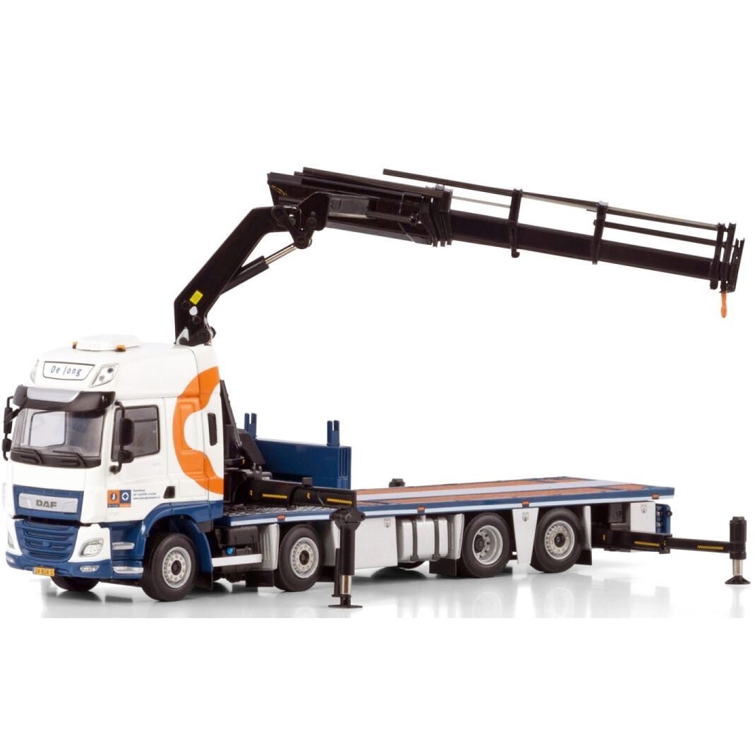 01-4203 - WSI - DAF CF Space Cab flat bed 8x2 with Palfinger Kran PK65002SH+Jib - De Jong - NL -