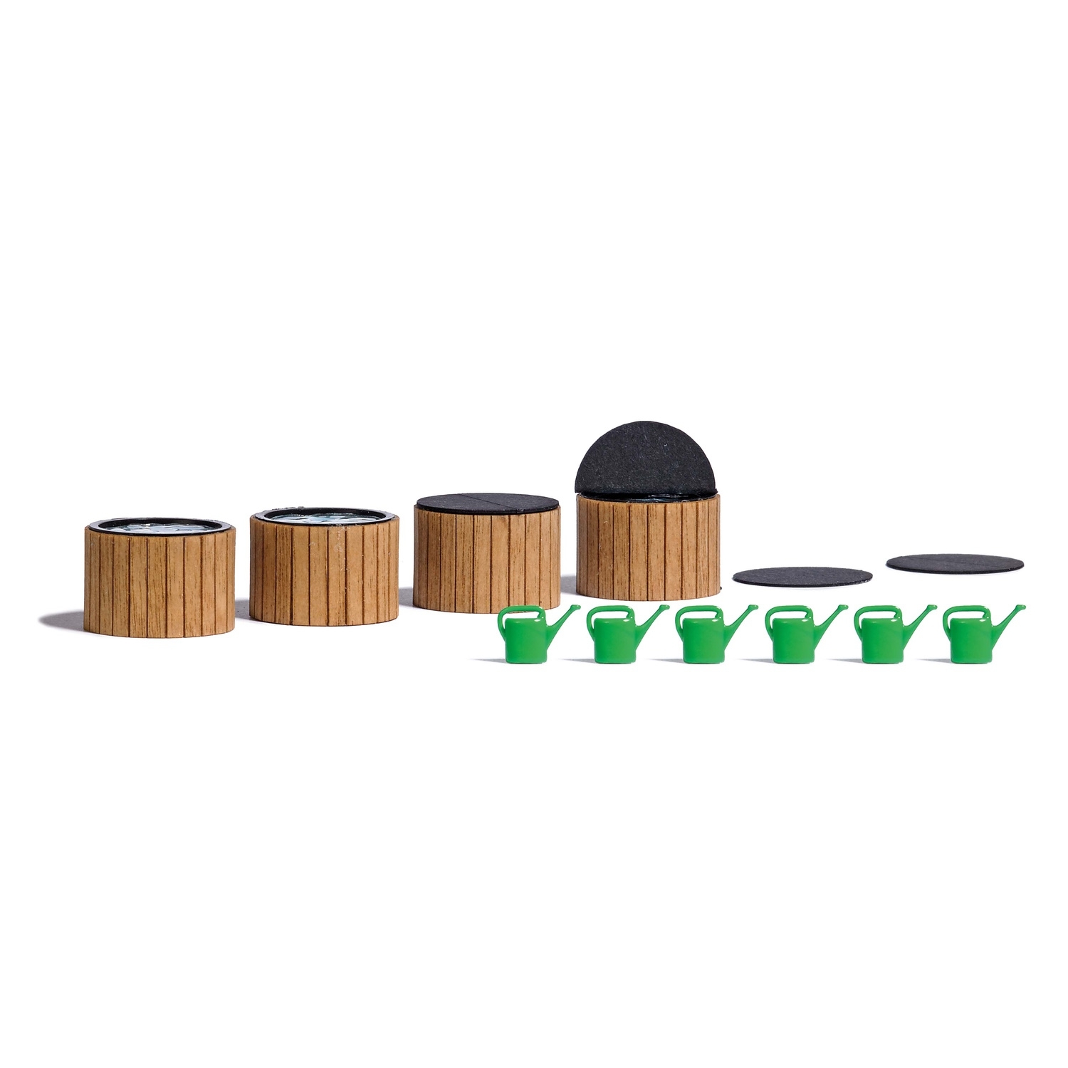 1833 - Busch - 4 Rain barrels with watering canes (17x11mm)