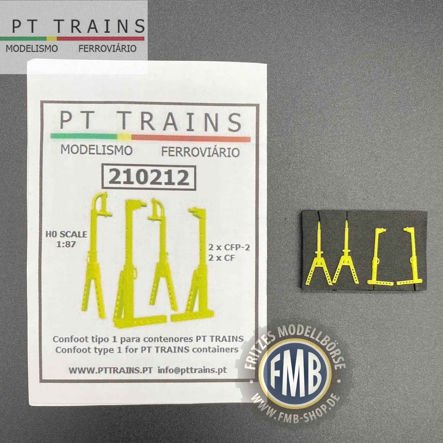 210212 - PT-Trains - Container stands, yellow - 2x CF + 2x CFP-2