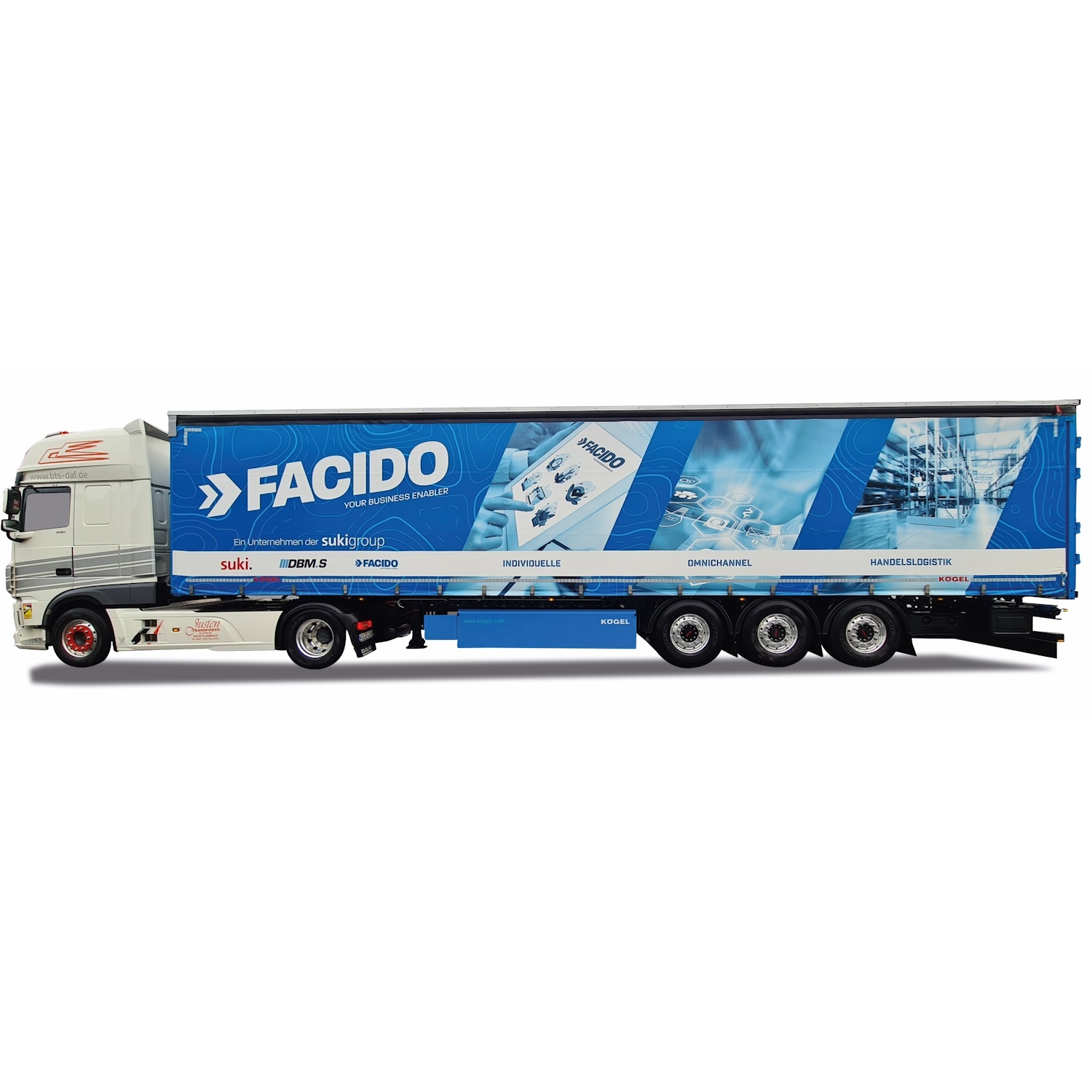 941112 - Herpa - DAF XF 105 `17 SSC Gardinenplanen-Sattelzug "Justen / FACIDO"