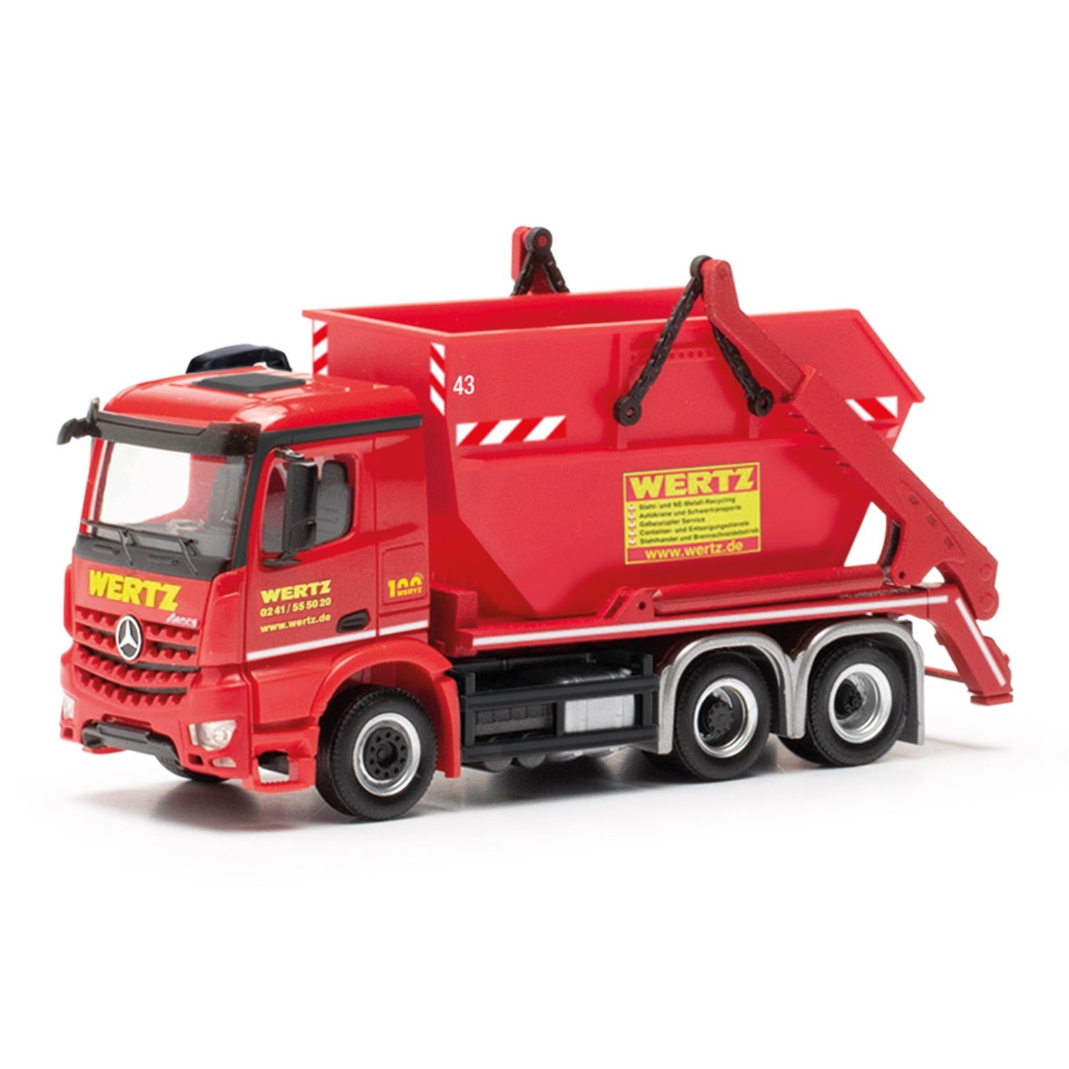 317856 - Herpa - Mercedes-Benz Arocs M 6x2 Meiller AK16 skip tipper "Wertz"