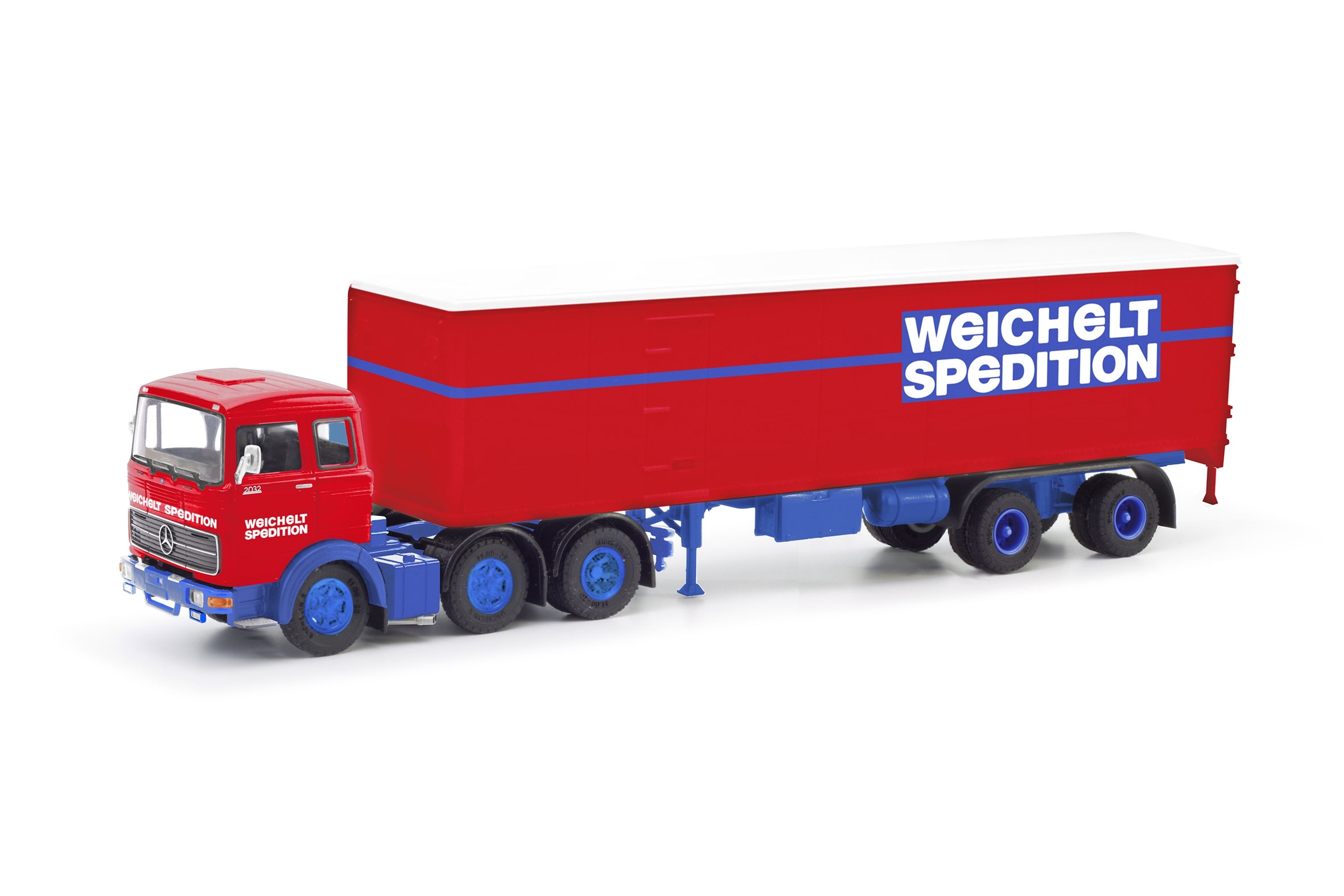 87MBS026444 - Herpa - Mercedes-Benz LPS 2032 with box semitrailer "Weichelt Spedition"