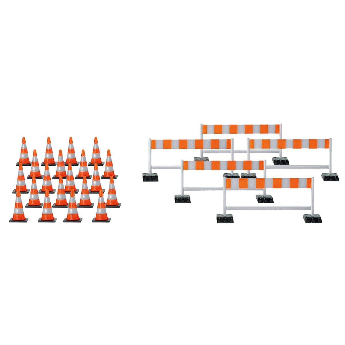 052566-002 - Herpa accessories - Pylons (20x) and barriers (5x), silver / glow red