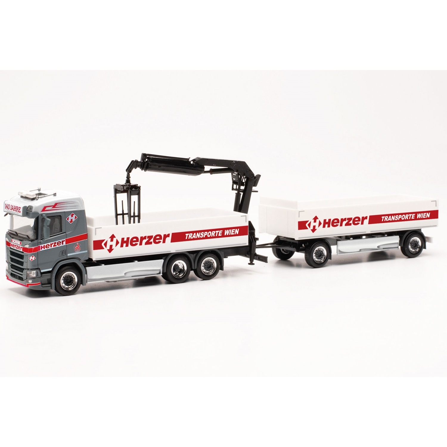 316842 - Herpa - Scania CR brick transport truck/trailer with crane "Herzer" AT