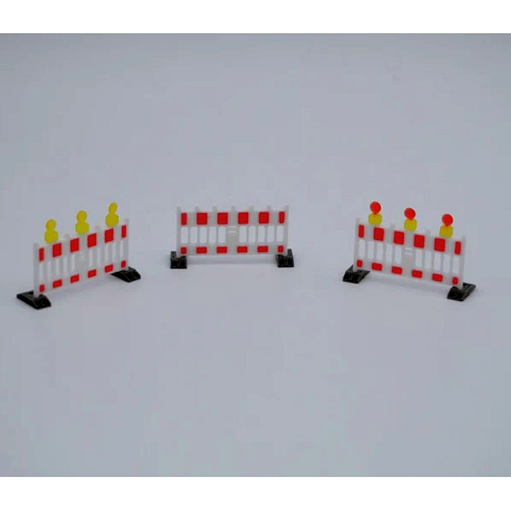 100058 - 3D-Druckfactory - Barriers with signal lights, white/red - 7 piece