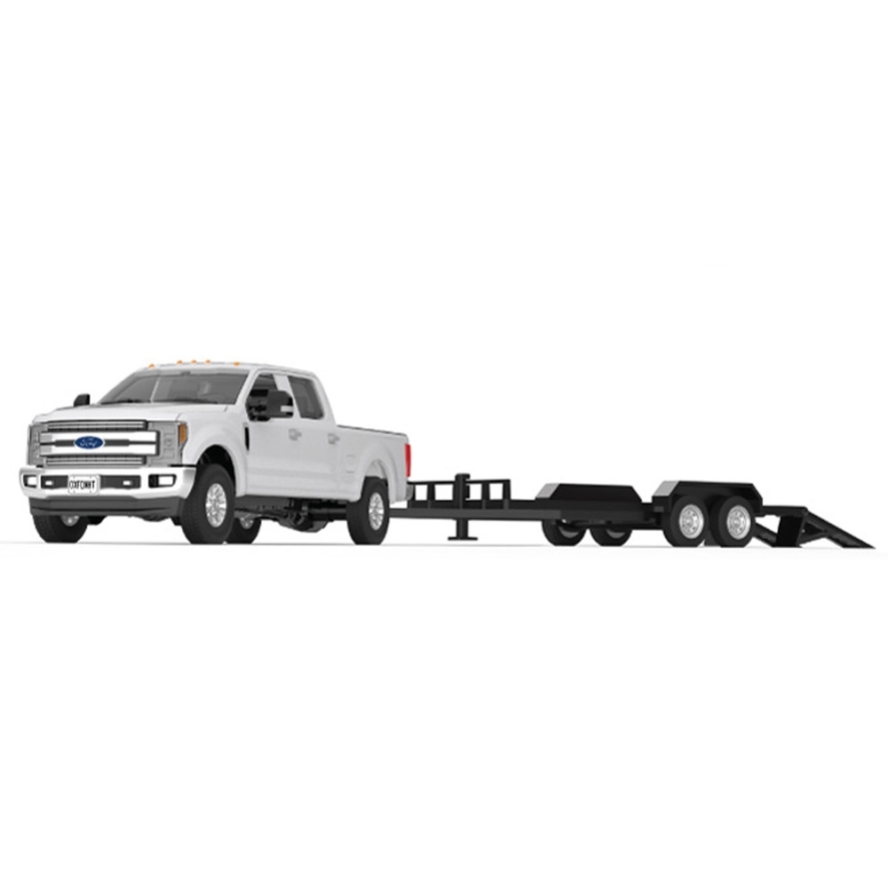 F5418 - First Gear - Ford F-250 Super Duty Pickup Truck with trailer, white