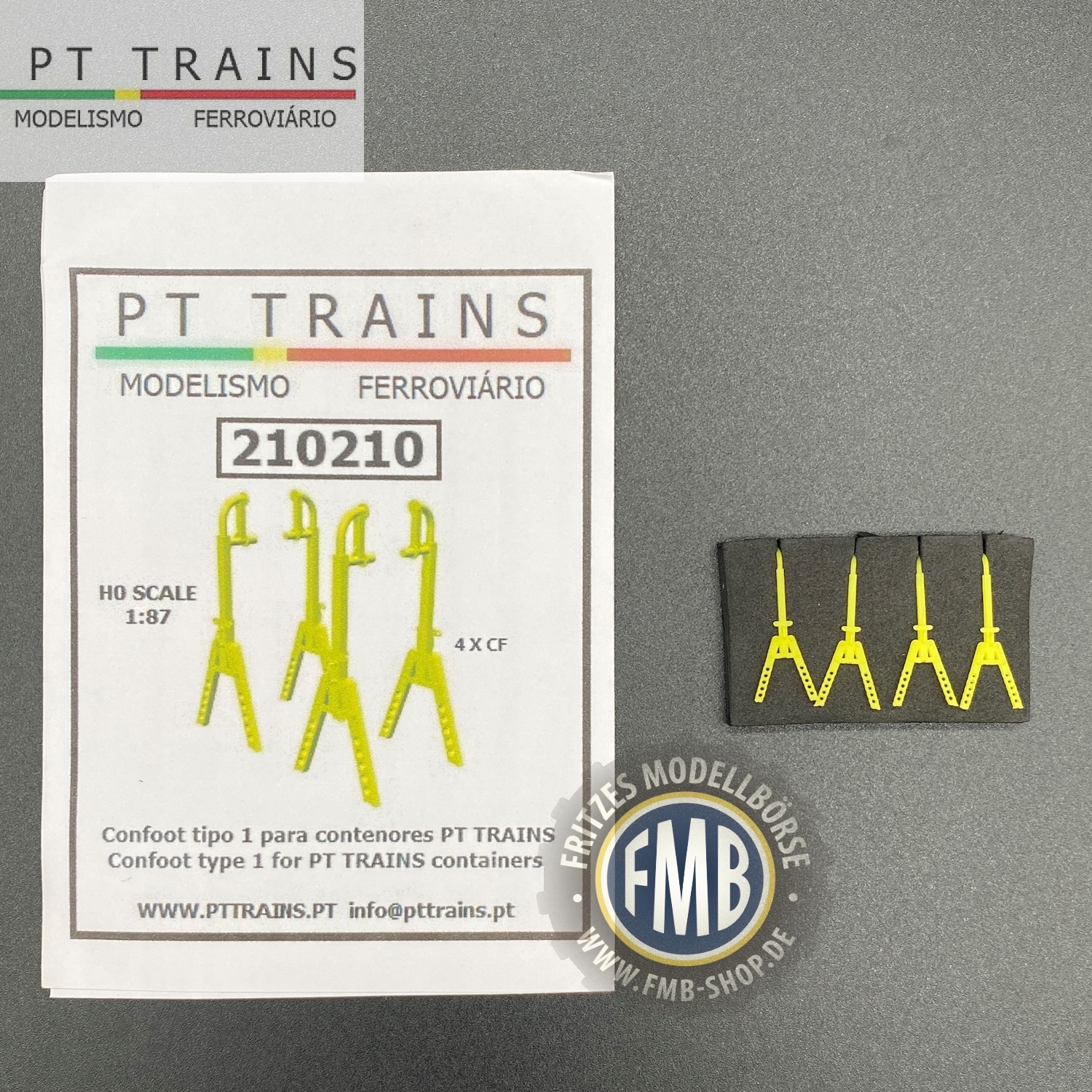 210210 - PT-Trains - CF container stands, yellow - 4 pieces