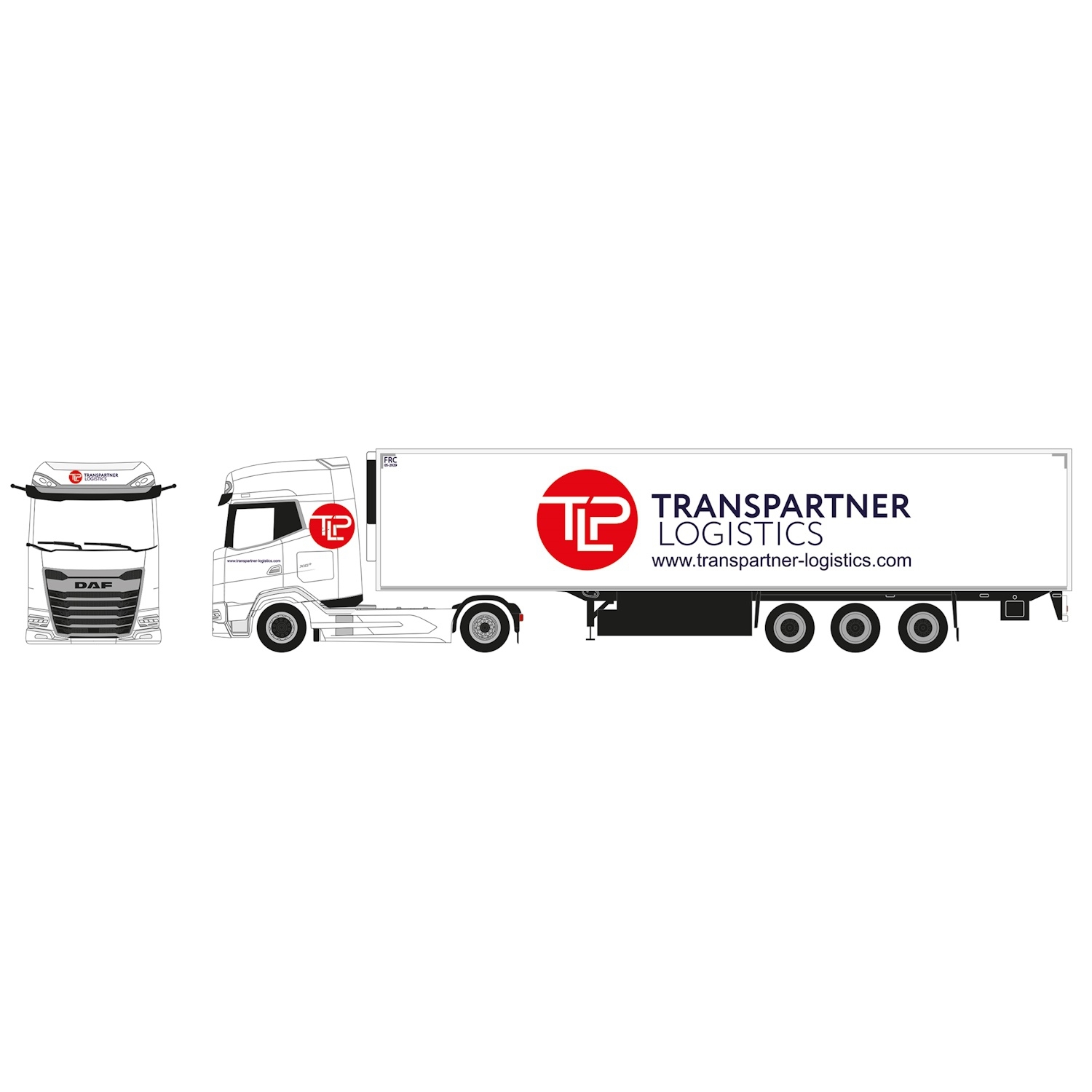 957069 - Herpa - DAF XG+ with reefer box semitrailer "Transpartner Logistics" CH