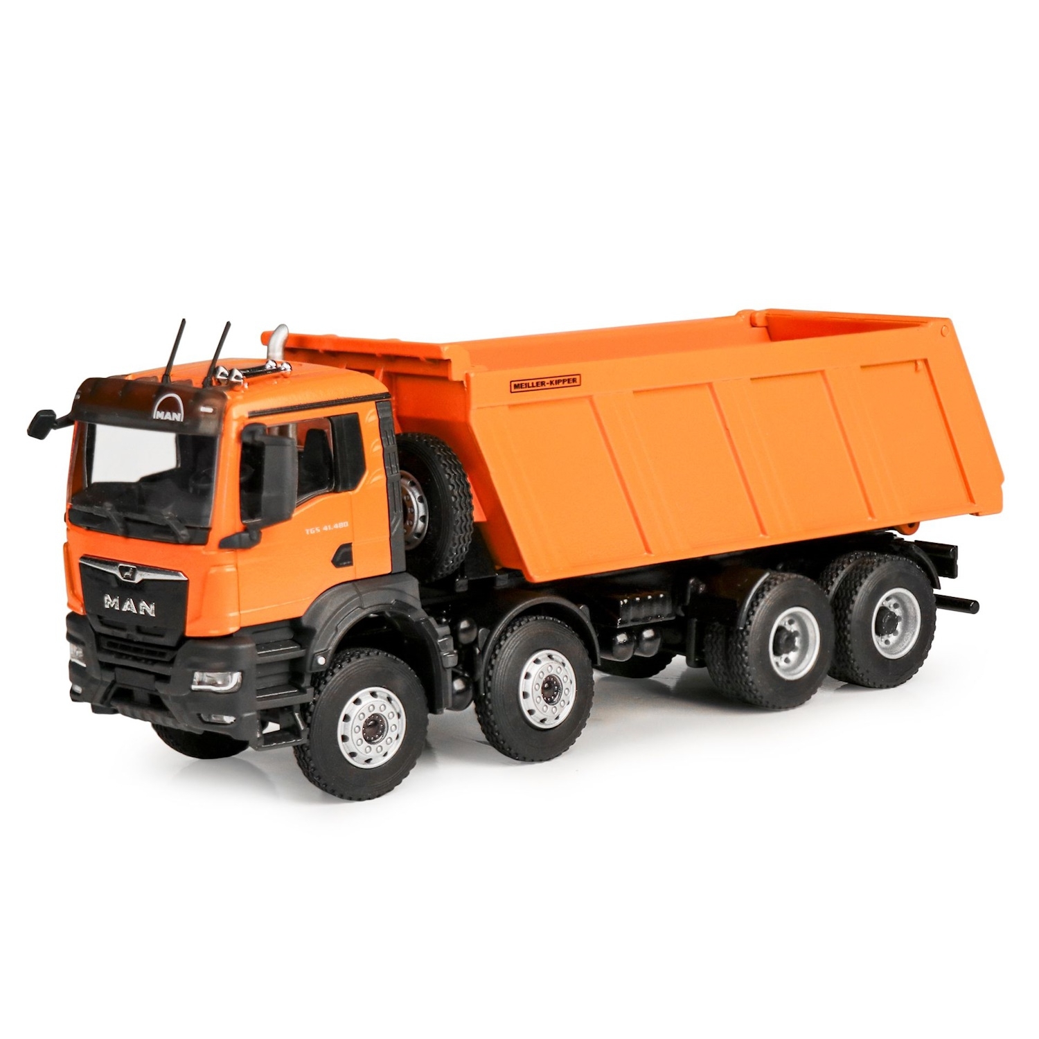 81259/01 - Conrad - MAN TGS NN 41.480 WW Meiller 4axle rear-dump truck "Export version" orange