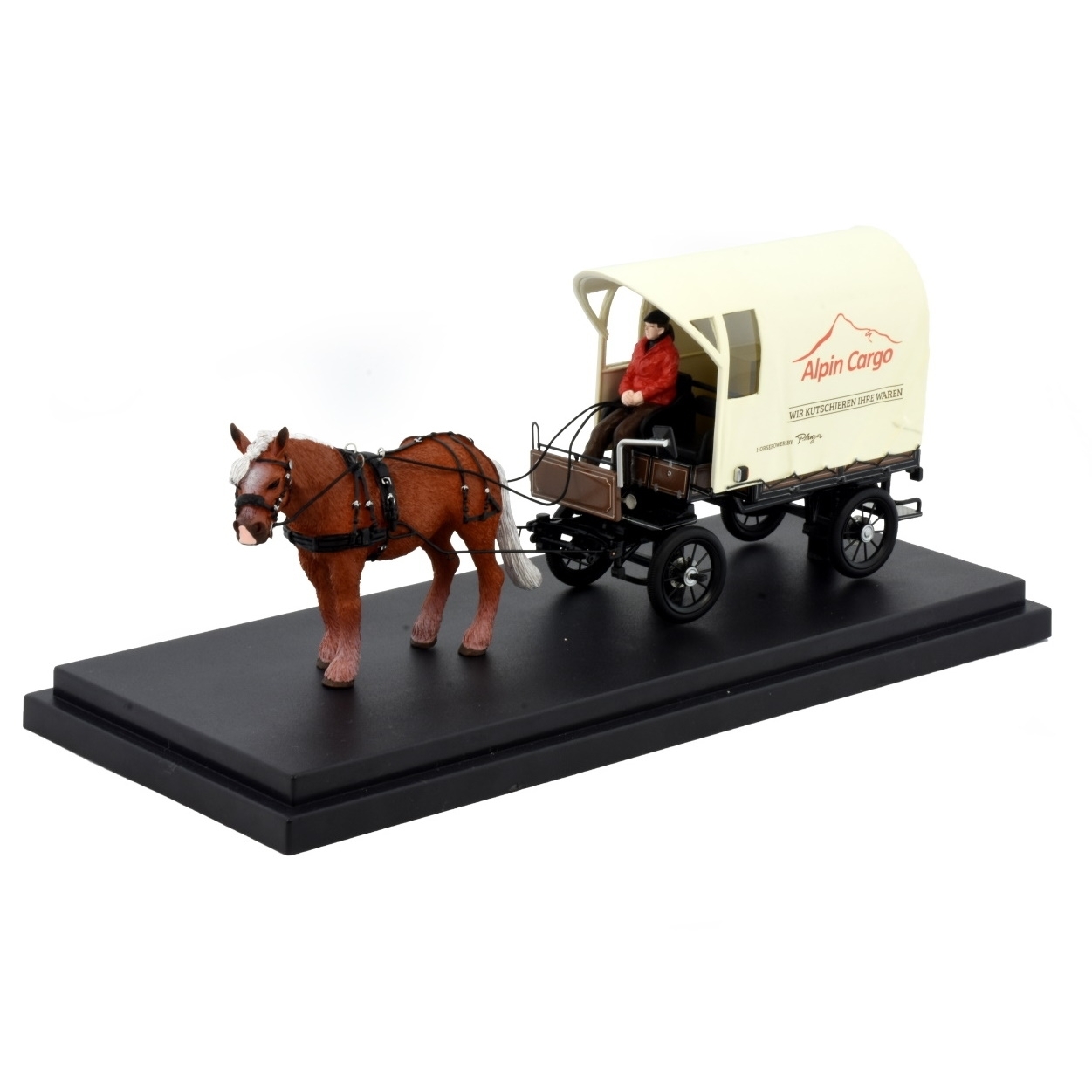 80912 - Tekno - Horse-drawn carriage with tarpaulin and horse - Planzer Alpin Cargo - CH