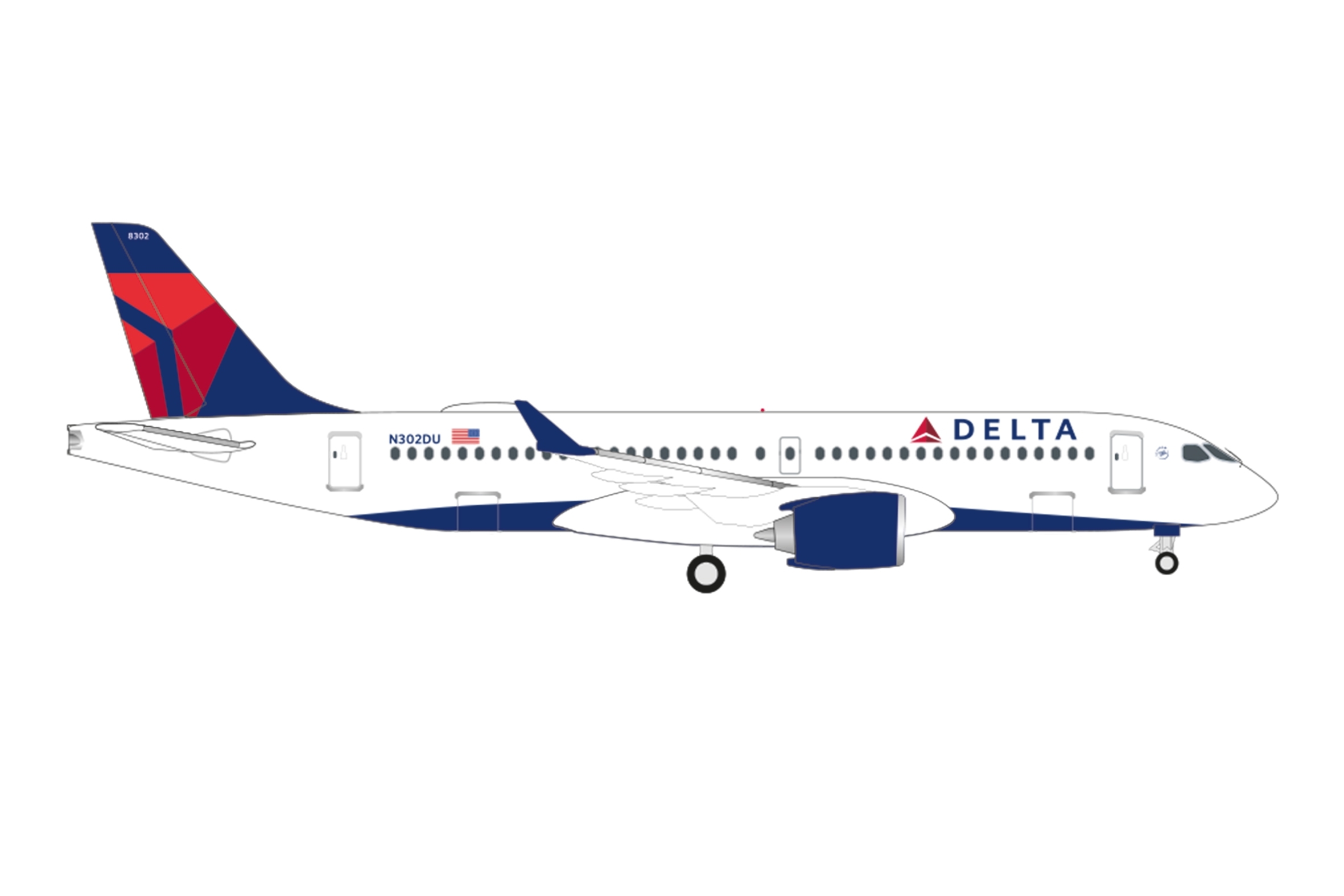 537568 - Herpa Wings - Delta Air Lines Airbus A220-300 - N302DU -