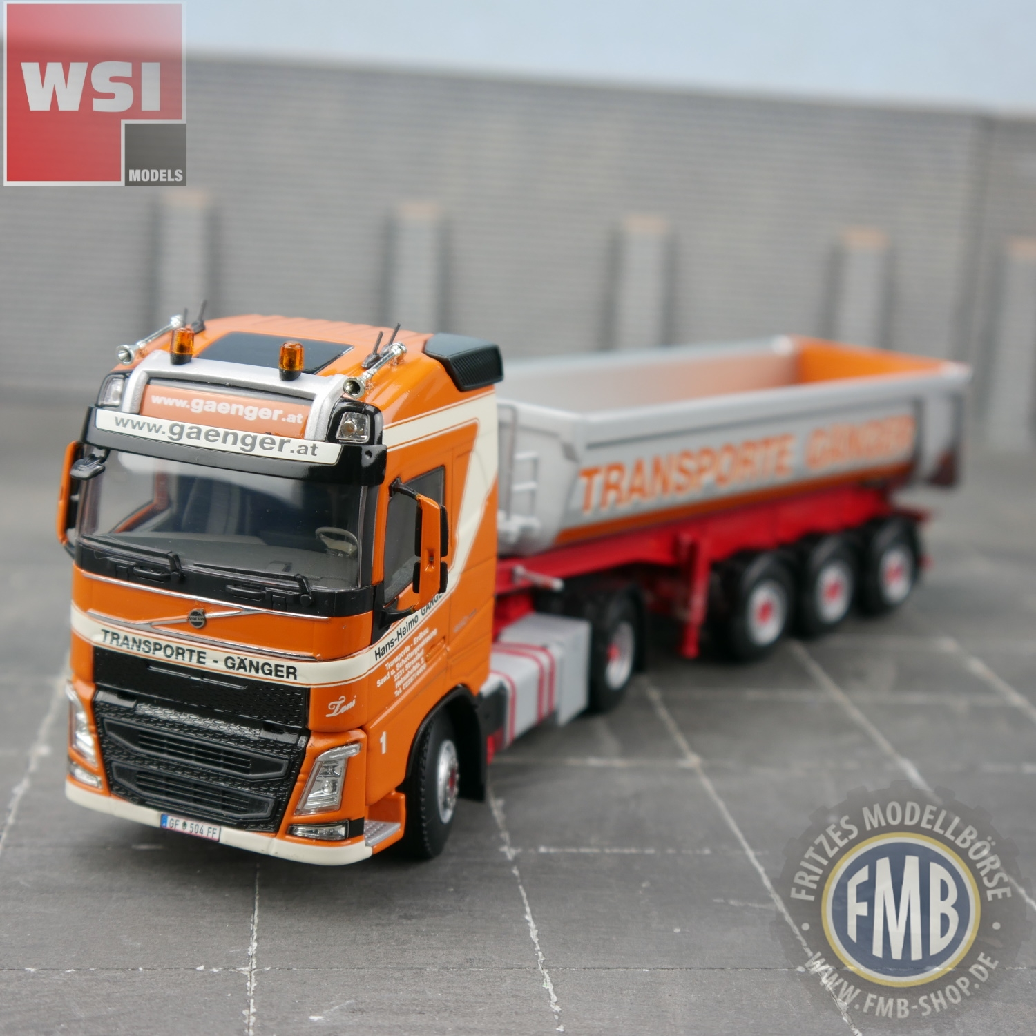 02-1846 - WSI - Volvo FH4 GL 4x2 mit 3achs Halfpipe Kippauflieger - Gänger - A -