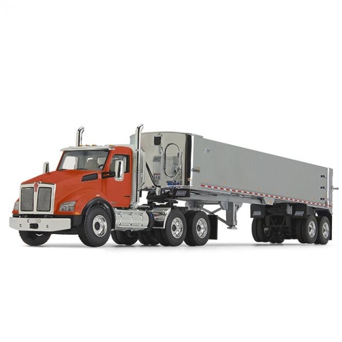 F5453 - First Gear - Kenworth T880 with tipp trailer - EAST Genesis, orange / chrome