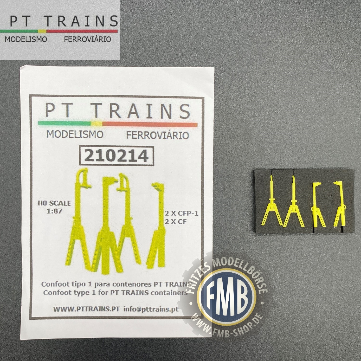 210214 - PT-Trains - Container stands, yellow - 2x CF + 2x CFP-1