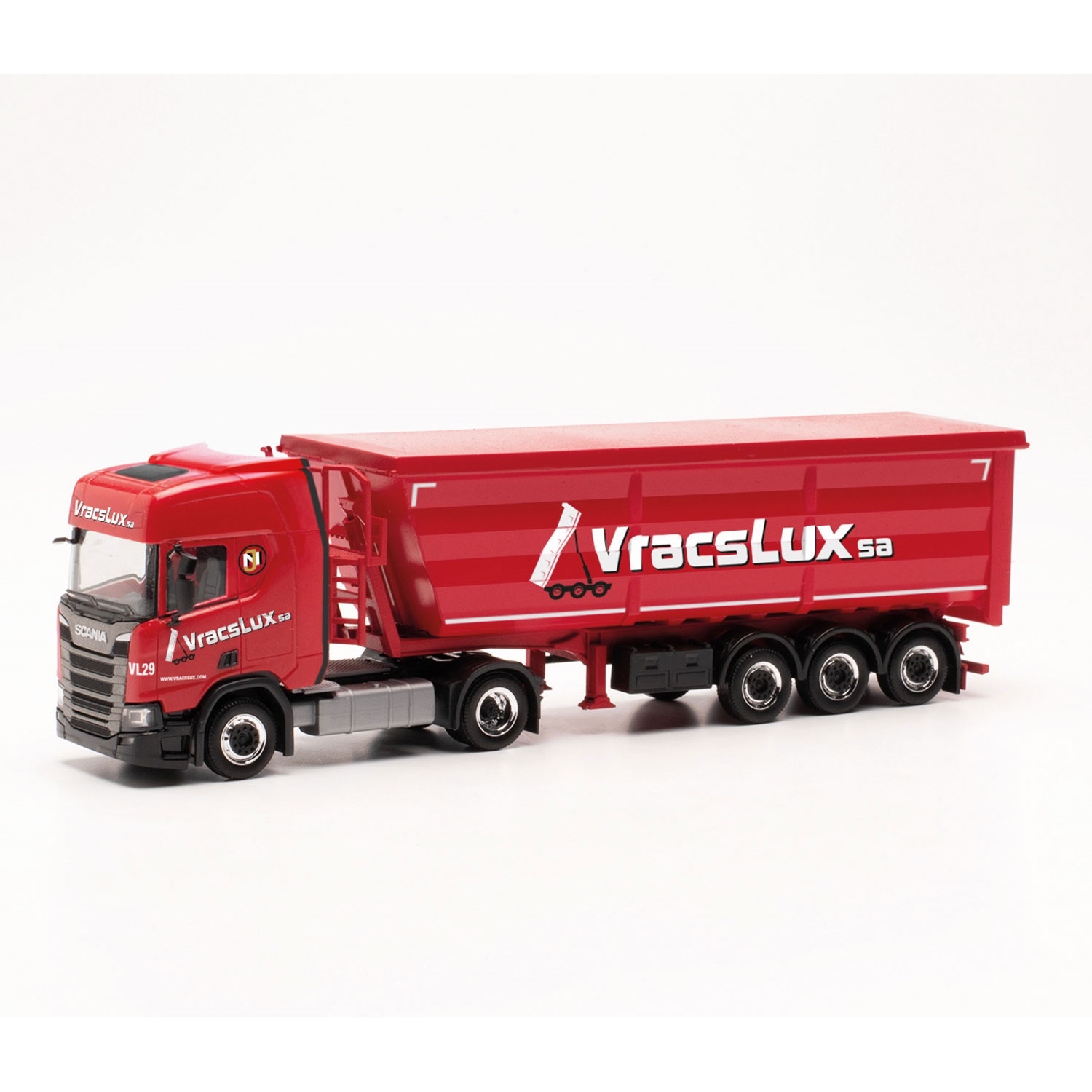 316859 - Herpa - Scania CR Highline with Kempf steel tipp trailer "Vracslux" LUX