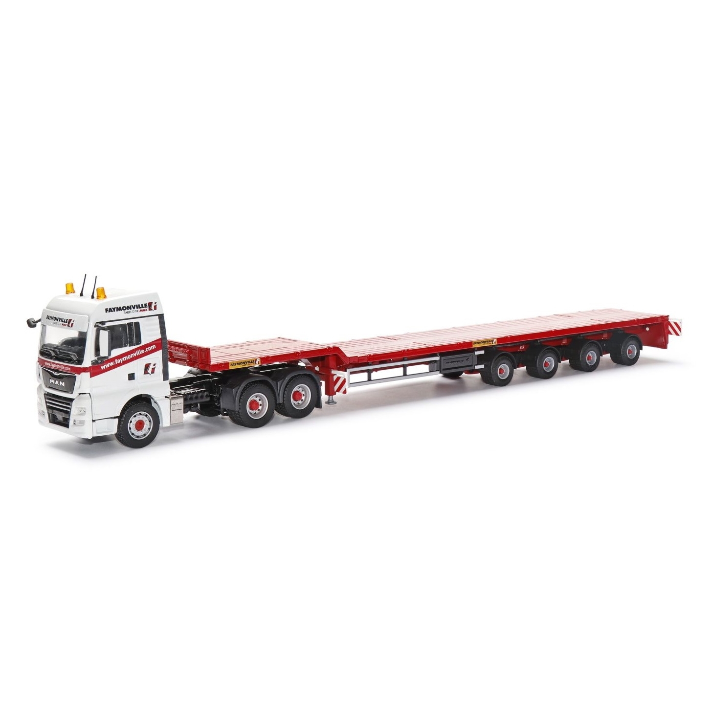 76194/0 - Conrad - MAN TGX XLX 6x4 with 3axle flat bet trailer - Faymonville Telemax