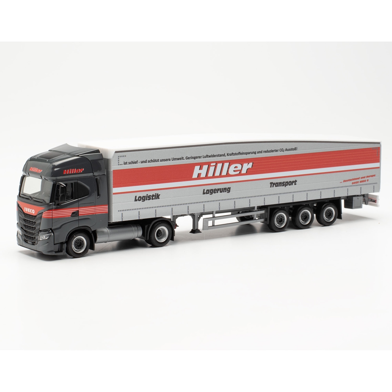 315548 - Herpa - Iveco S-Way LNG with Schmitz Ecoflex semitrailer  "Hiller Logistik"