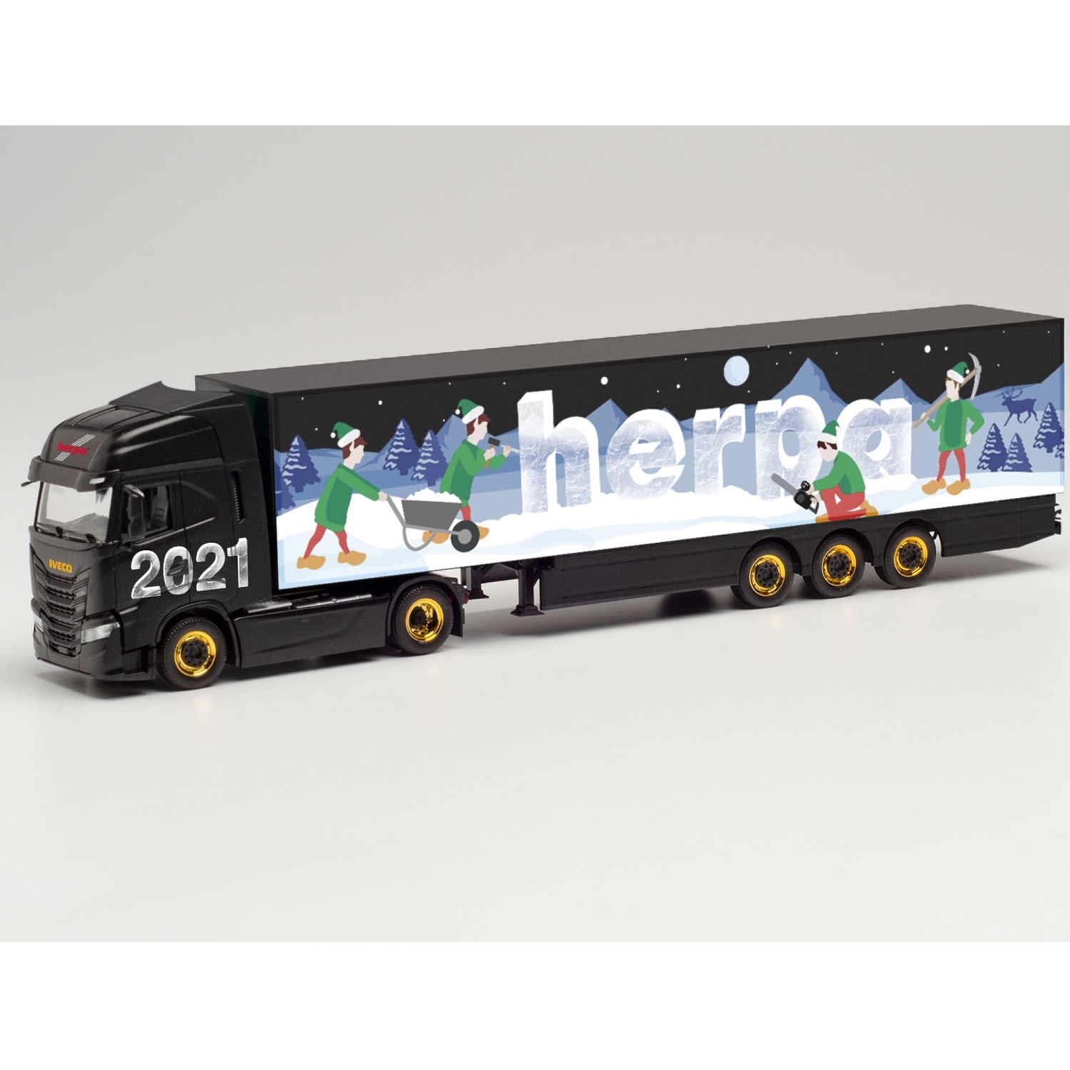 314176 - Herpa - Iveco S-Way  Koffer-Sattelzug "Herpa Weihnachten 2021"