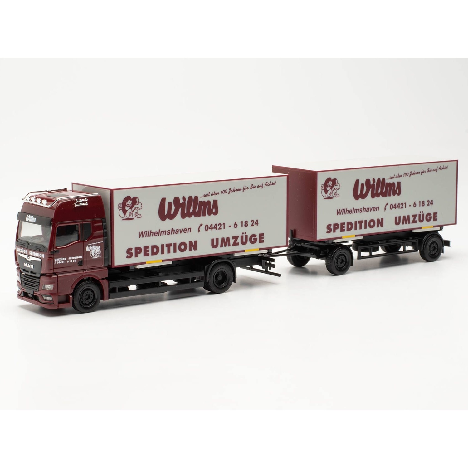 953511 - Herpa - MAN TGX GX Wechselkoffer-Hängerzug "Willms"