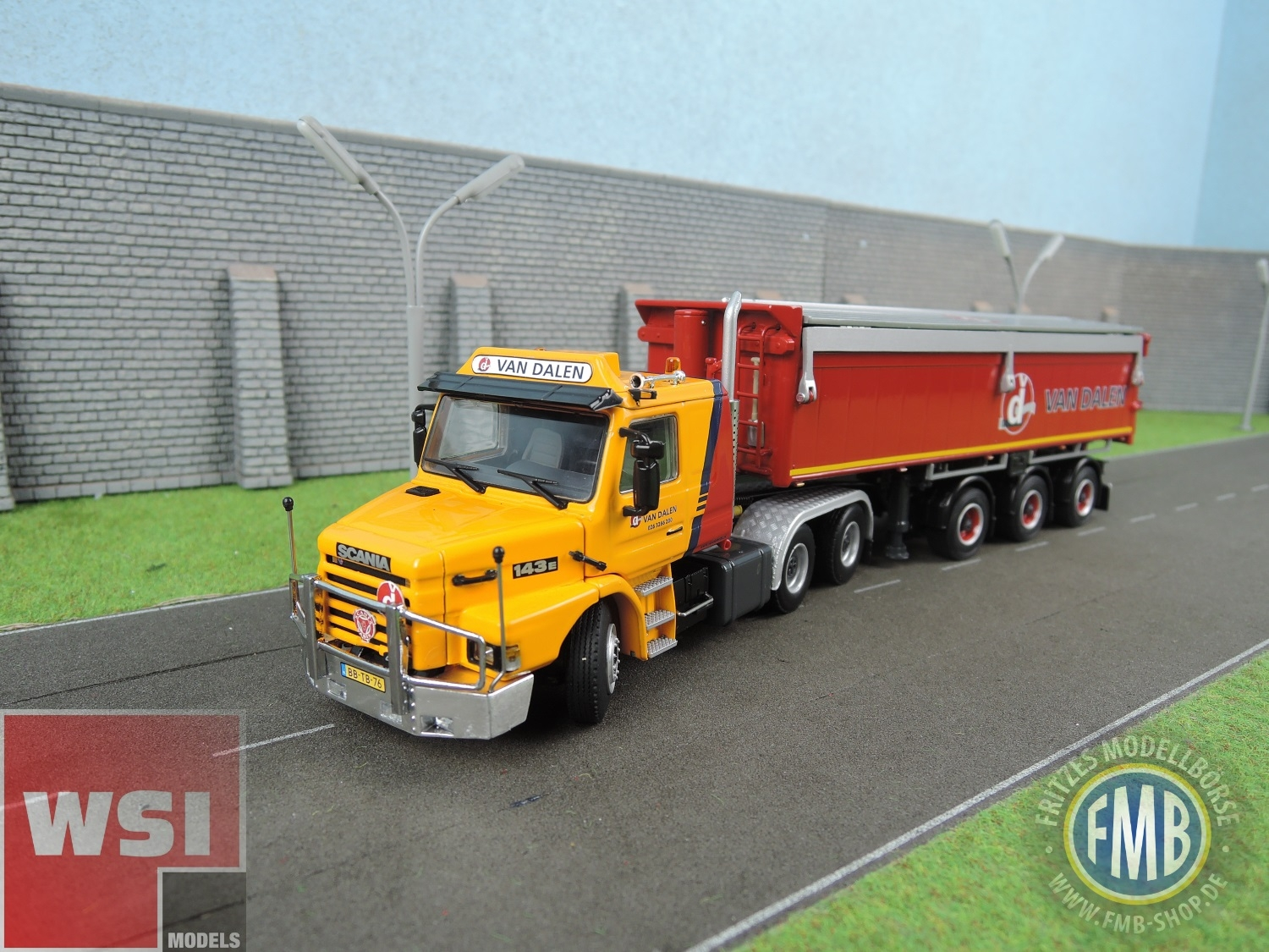 15-1010 - WSI - Scania T113/T143 Hauber  mit 3achs  Kippauflieger - van Dalen - NL -