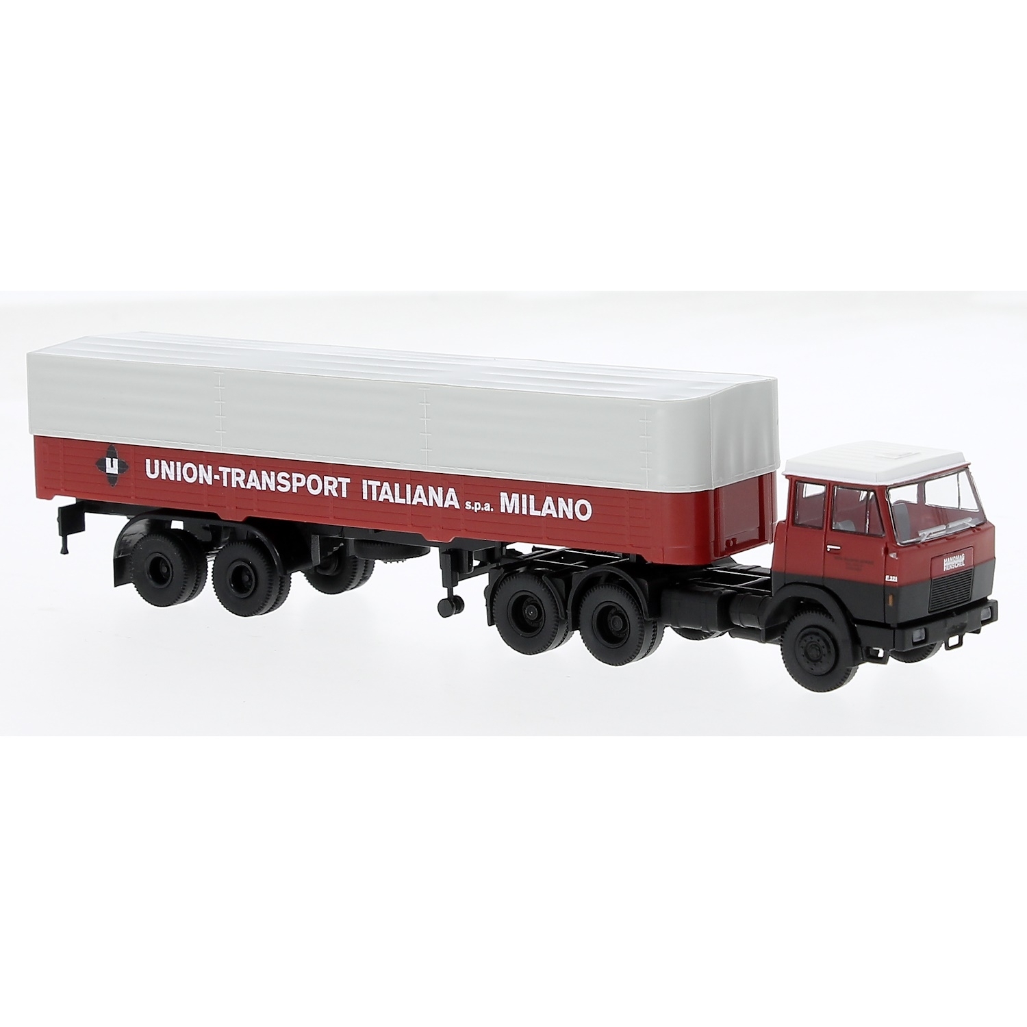 82253 - Brekina - Henschel F 221S with covered semitrailer `1969 "Union Transport Italiana" IT