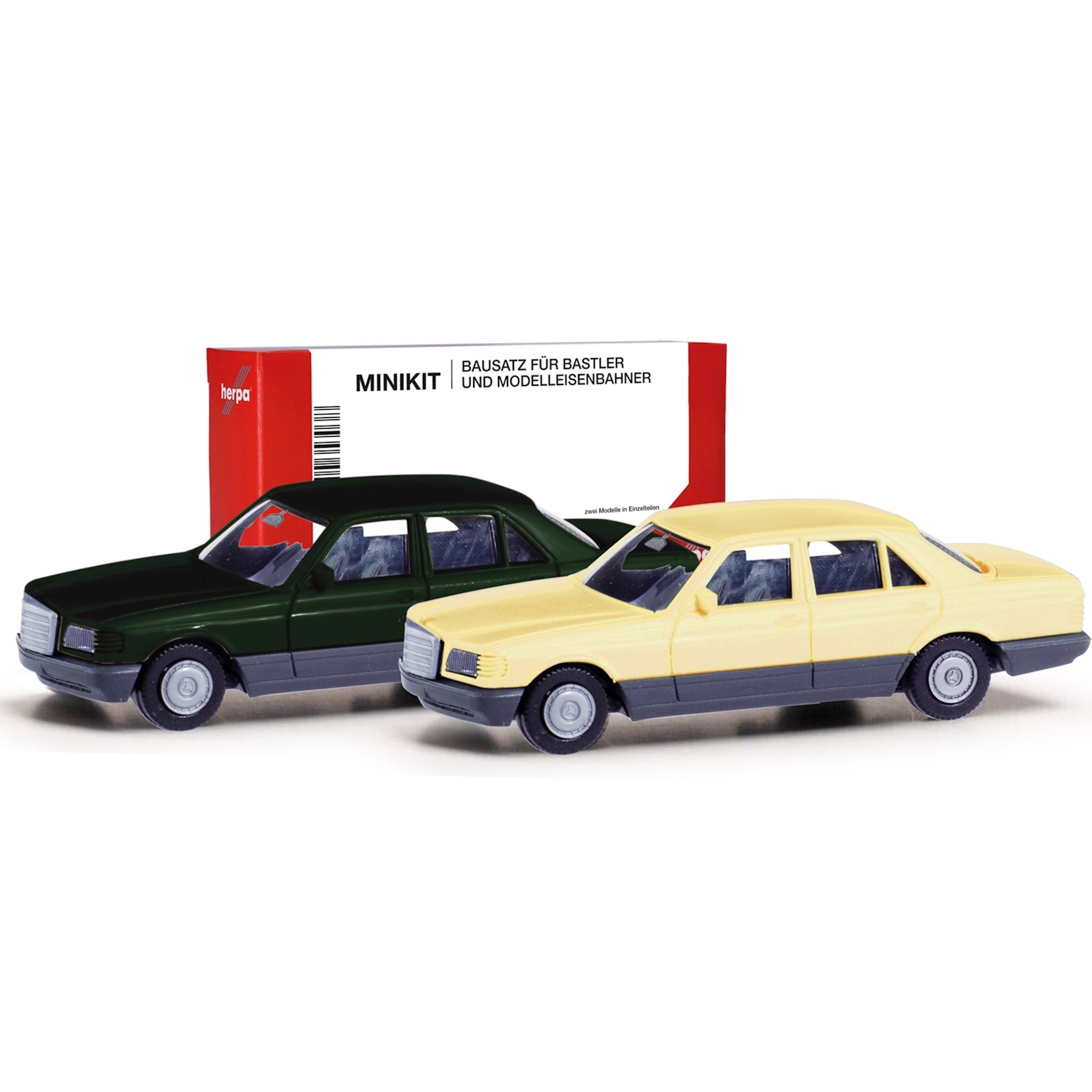 013727-003 - Herpa MiniKit - 2x Mercedes-Benz S-Class (W126)  (deep green / ivory)