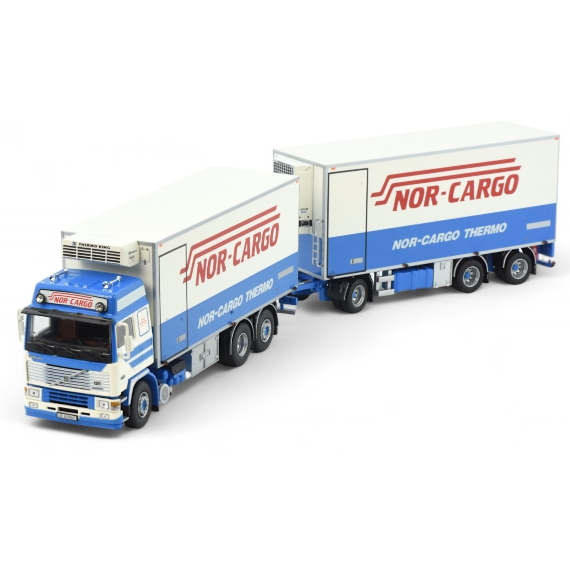 85236 - Tekno - Volvo F12 Kühlhängerzug mit 3achs Anhänger - Nor-Cargo - N -