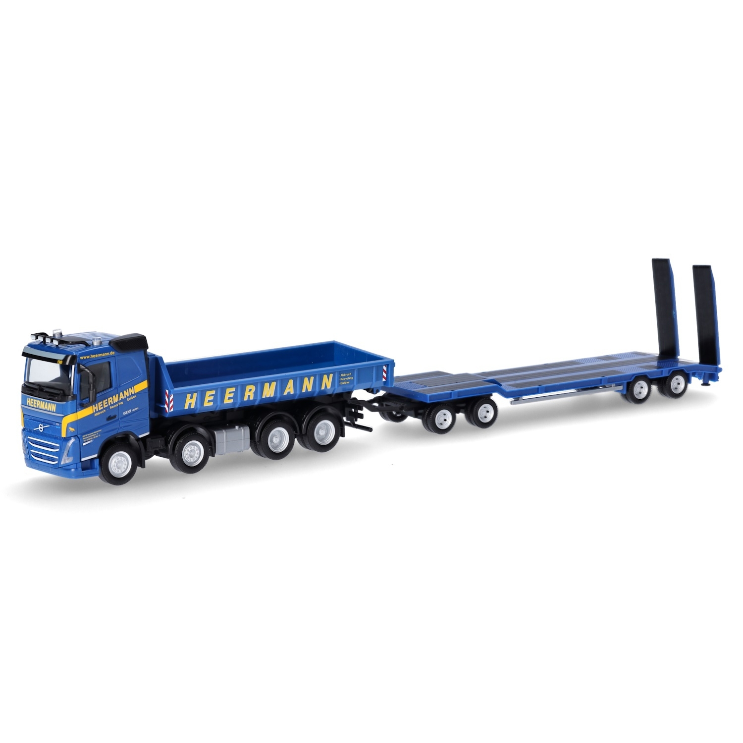 953573 - Herpa - Volvo FH5 8x4 hooklift tipper with Goldhofer TU4 trailer "Heermann"