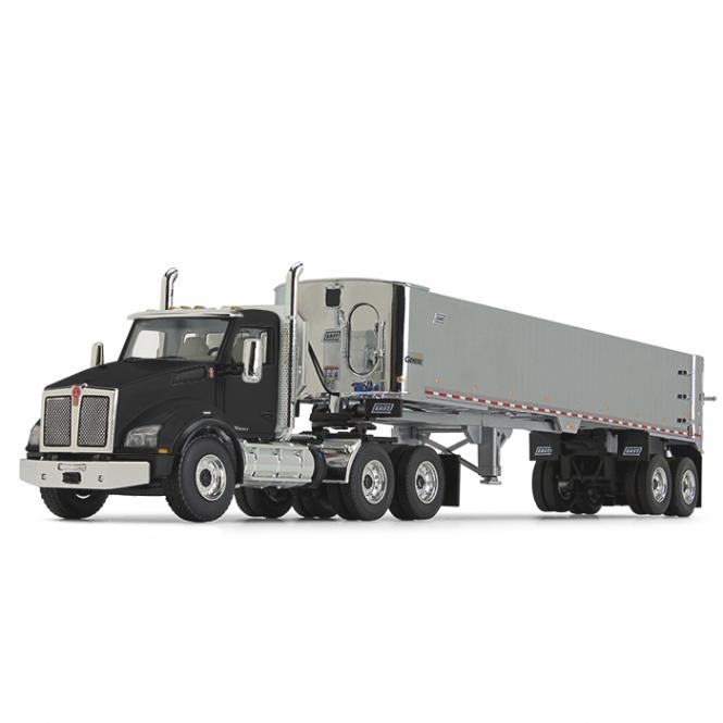 F5452 - First Gear - Kenworth T880 with tipp trailer - EAST Genesis, black / chrome