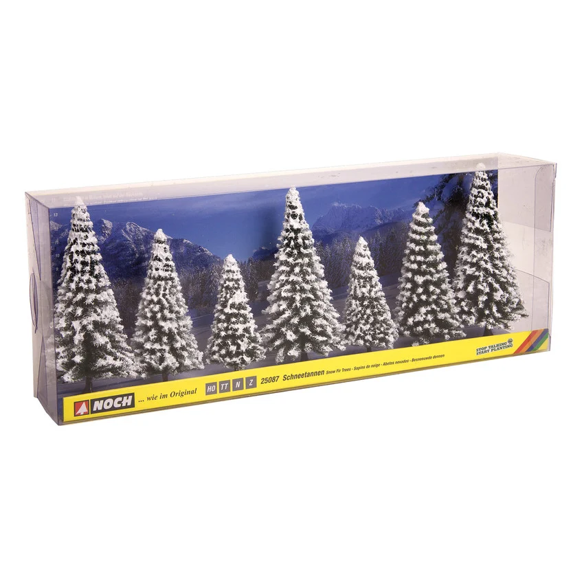 25087 - NOCH - Snowy Fir Trees, 7 pieces - about 8-12cm hig