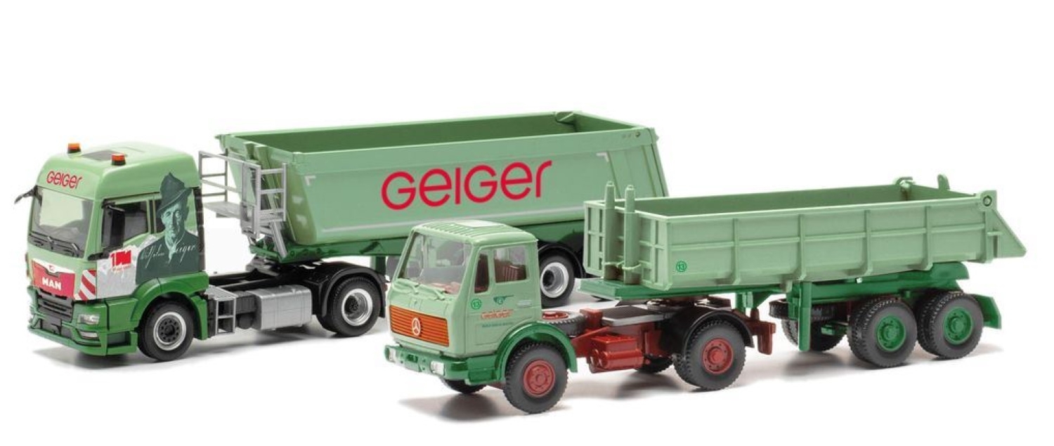 956000 - Herpa / Wiking - MAN TGS TM and Mercedes-Benz NG semi-trailer tipper - Geiger -