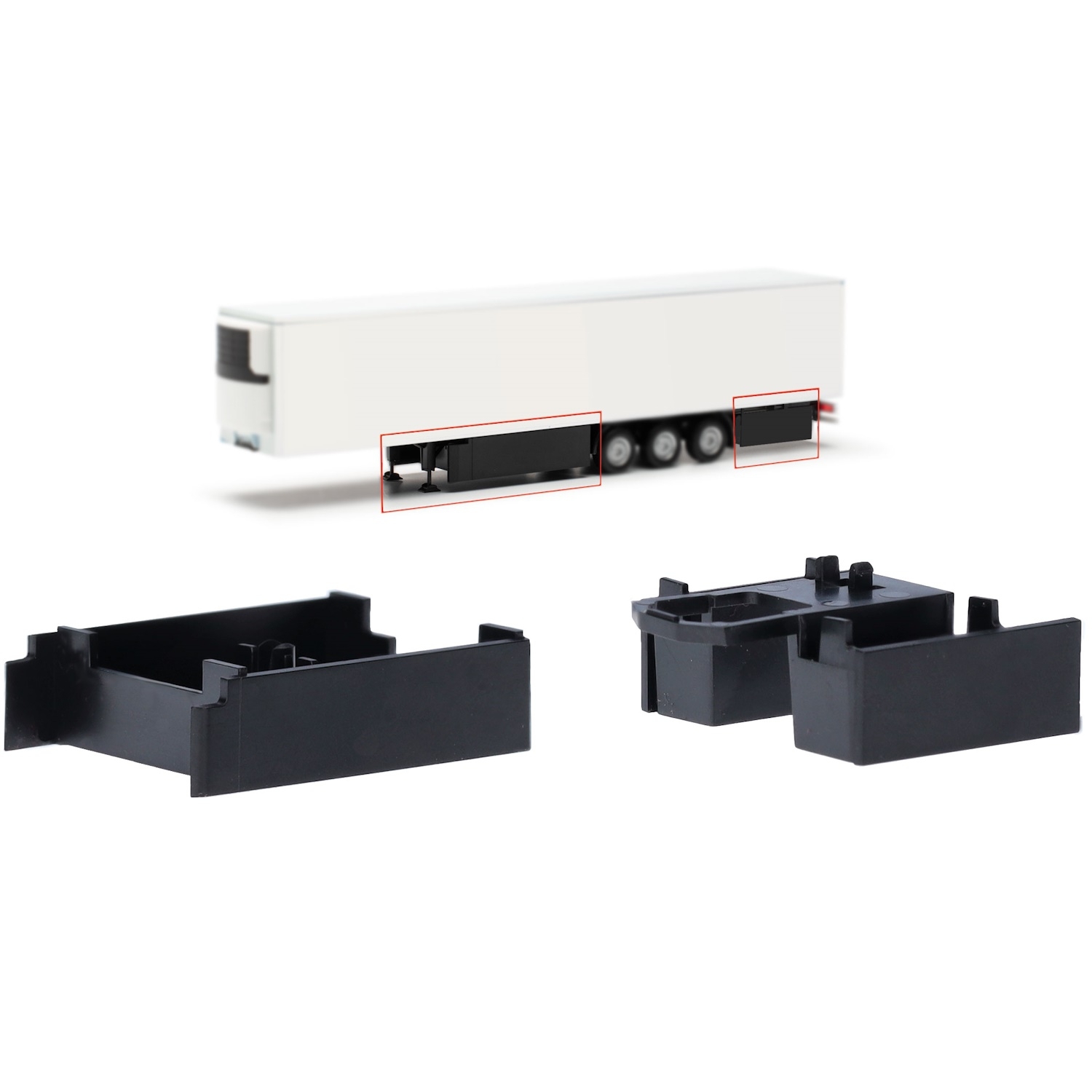 054645 - Herpa Accessories - Palett box and storage box for 15m semitrailer, each 2x white / black