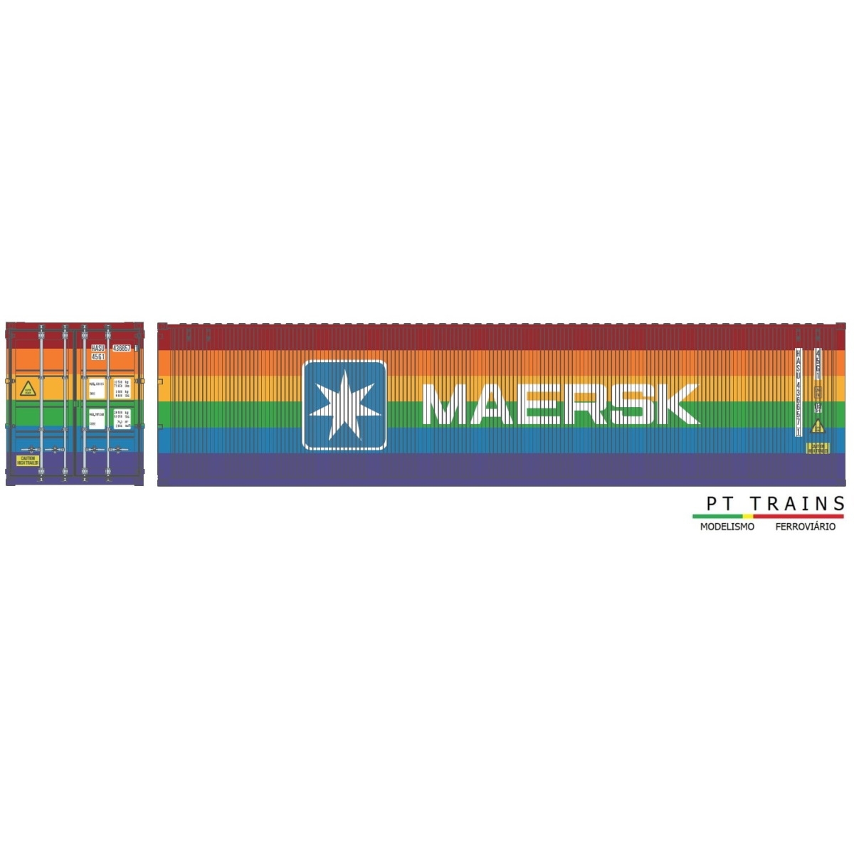 190013 - PT-Trains - Maersk Regenbogen-Set (1x 20ft. + 1x 40ft. HC Container + 1 Anstecknadel)