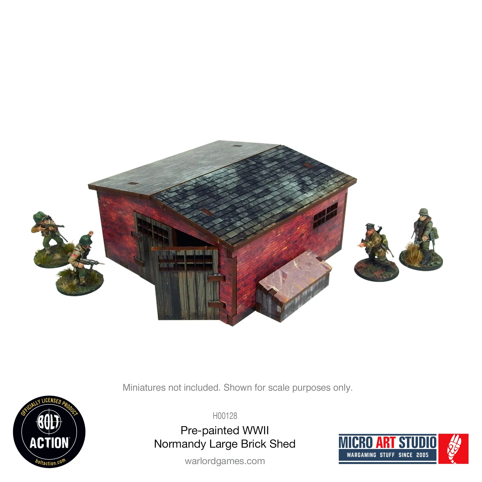 H00128 - Bolt Action - Normandy Large Brick Shed - Garage - prepaint - Terrain - Tabletop