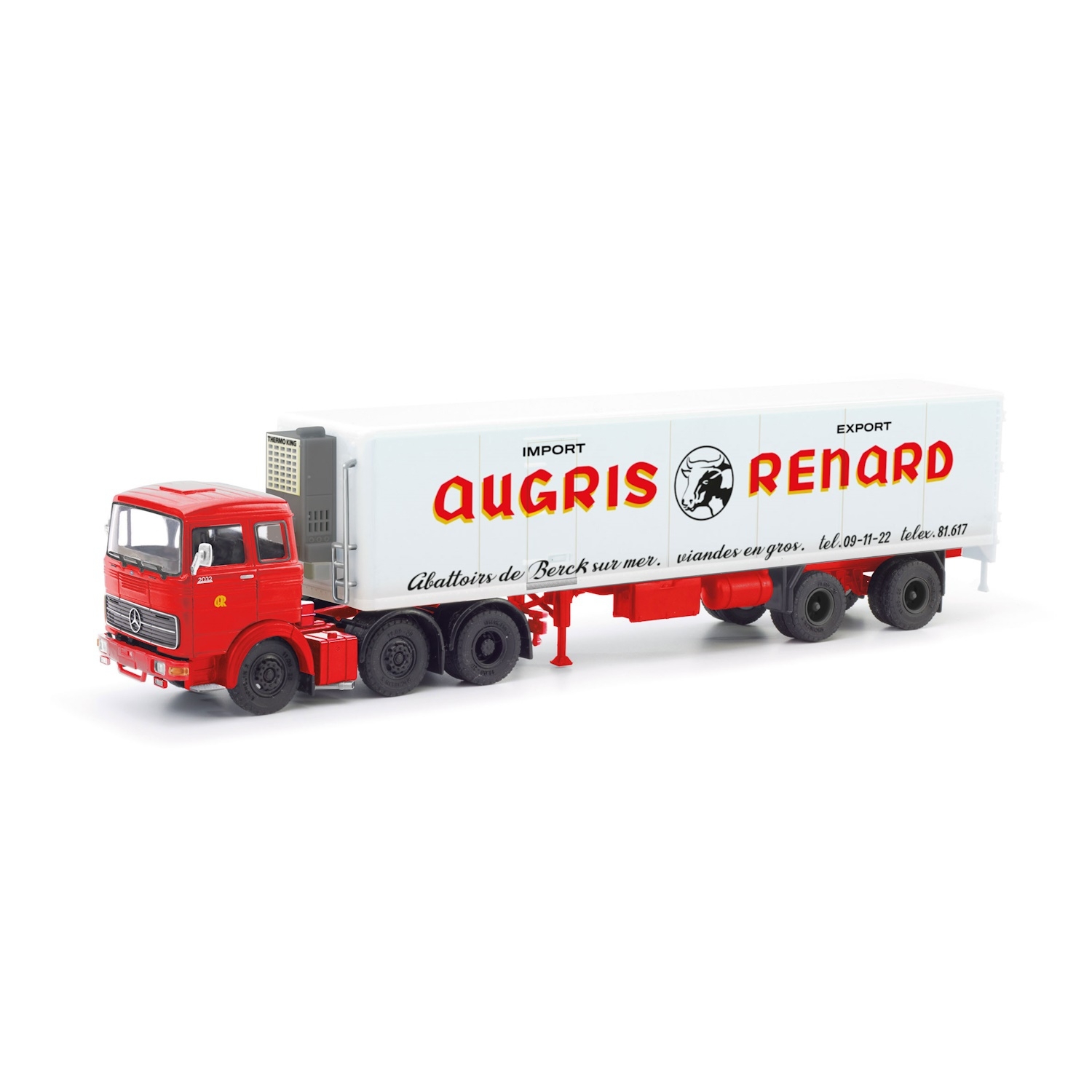 87MBS026208 - Herpa - MB LPS 2032 with sidedoor reefer box trailer "Augris Renard" F