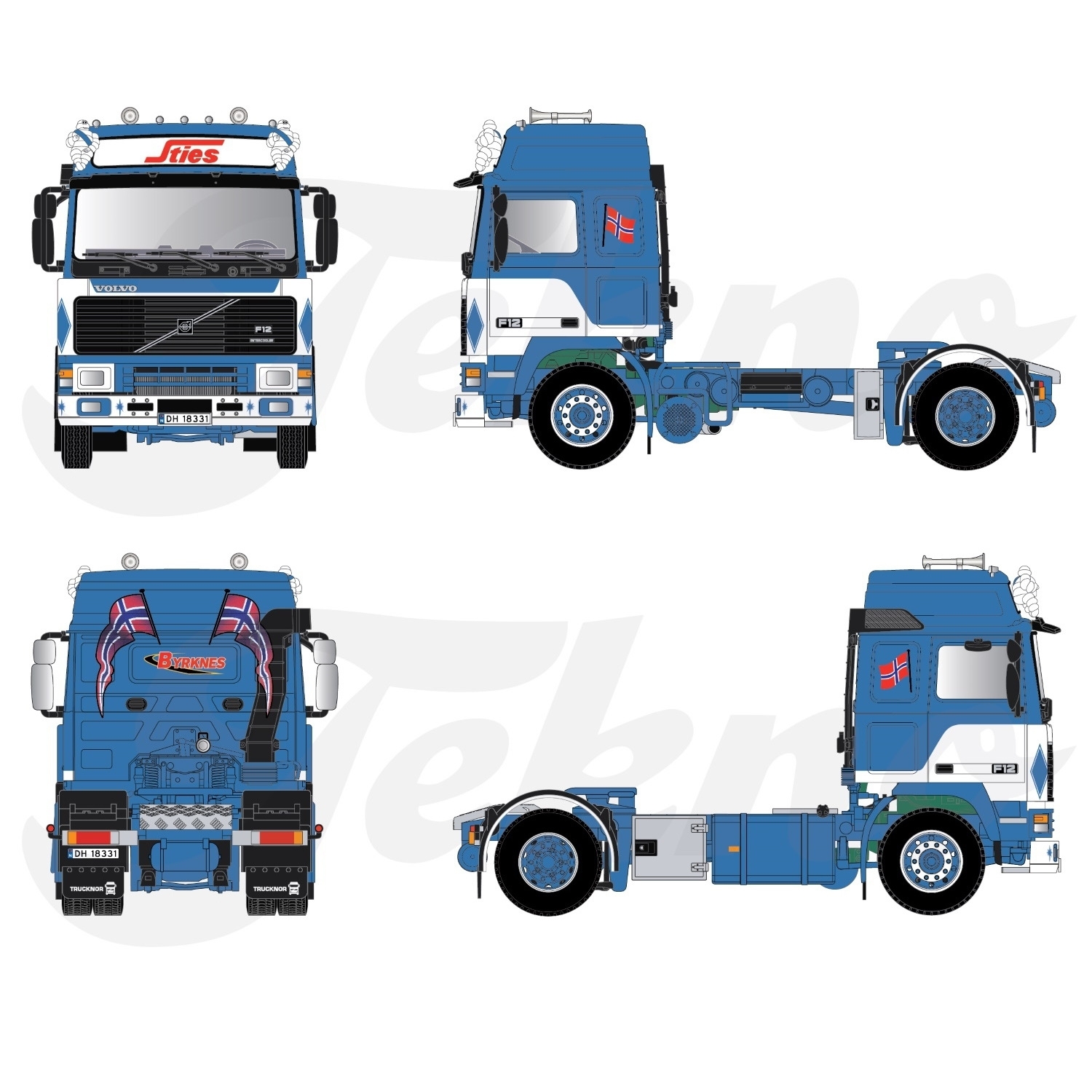 86431 - Tekno - Volvo F12 GL 4x2 truck tractor 2axle - Sties - N -