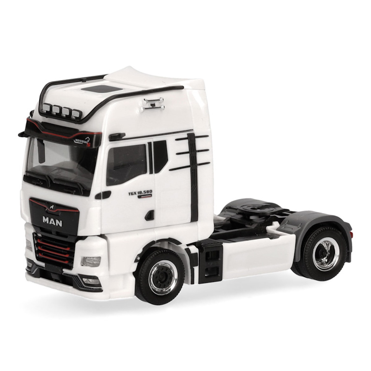 955935 - Herpa - MAN TGX GX 18.580 truck tractor with OptiView "Individual S" white