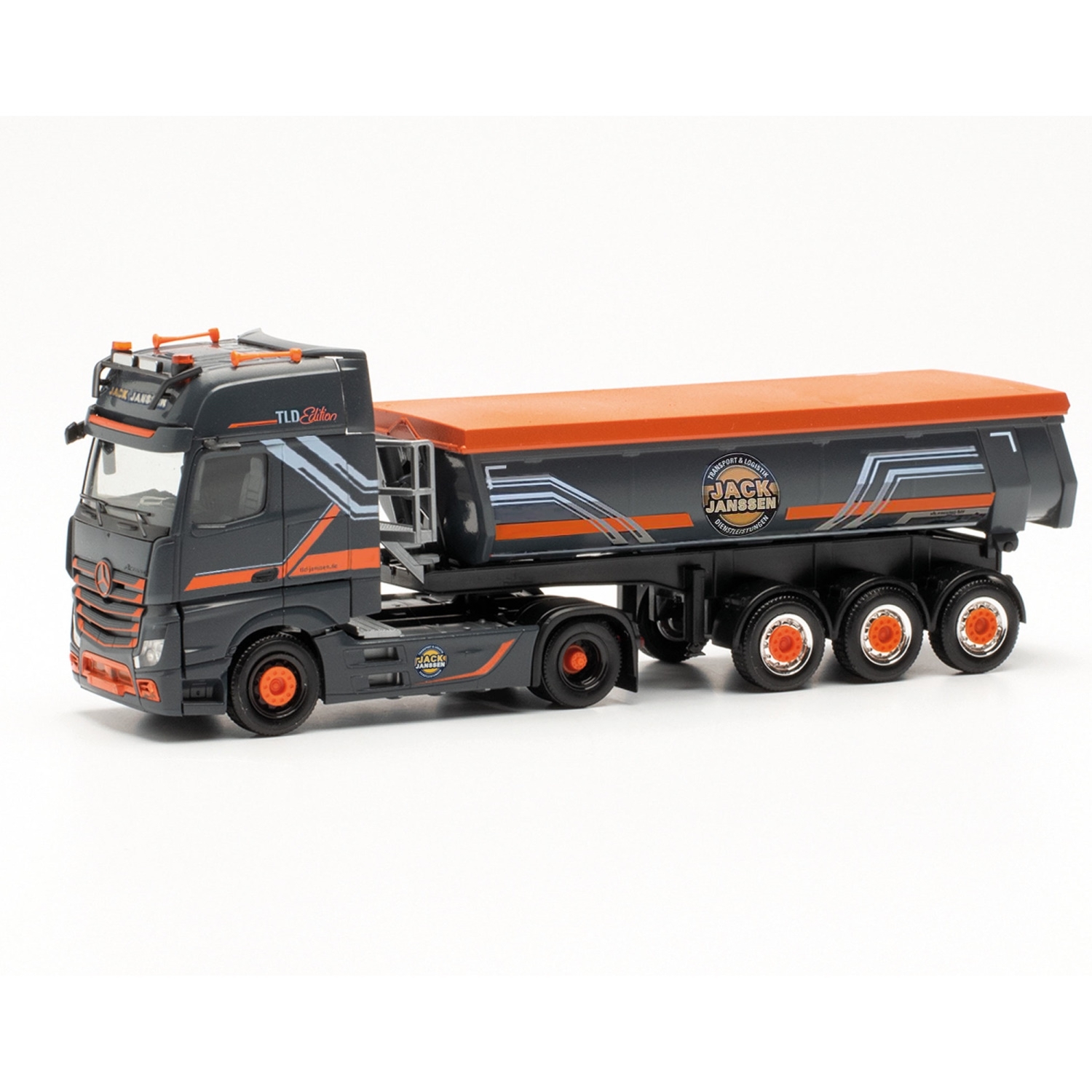 314565 - Herpa - Mercedes-Benz Actros `18 GigaSpace Rundmulden-Sattelzug "Jack Janssen"