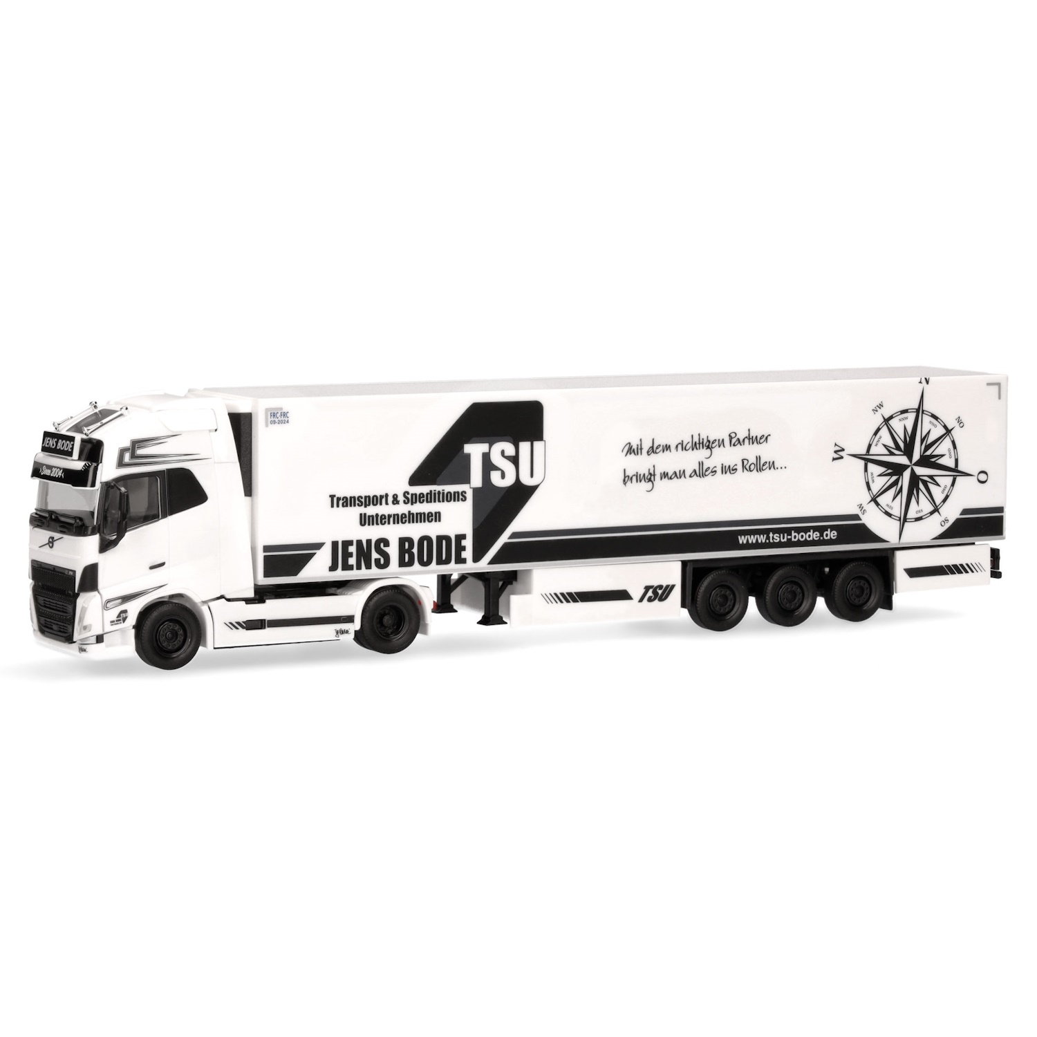 317528 - Herpa - Volvo FH5 Globetrotter XL with reefer box semitrailer "TSU Bode"