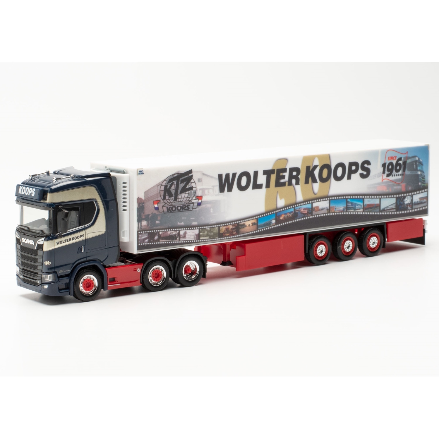 314367 - Herpa - Scania CS Highline 6x2 Kühlkoffer-Sattelzug "Wolter Koops - 60 Jahre" NL