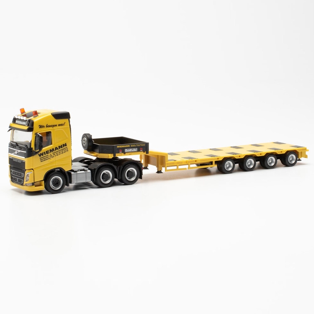 953085 - Herpa - Volvo FH4 Globetrotter 6x4 with semi lowloader "Autokrane Wiemann GmbH"