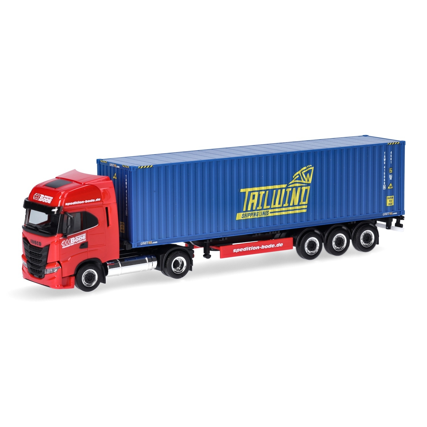 317368 - Herpa - Iveco S-Way AS LNG  with 40ft. container semitrailer  "HH Bode / Tailwind"