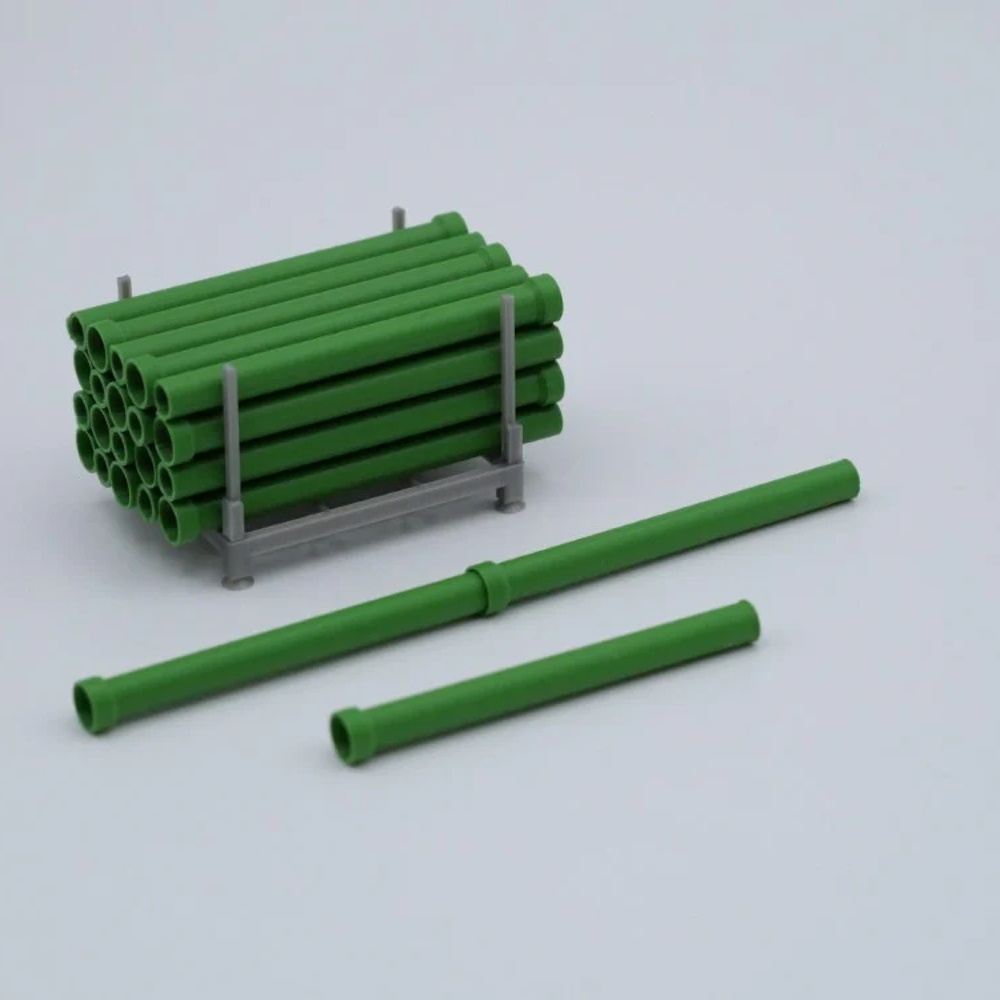 150115 - 3D-Druckfactory - KG-tubes DN200, green in transport rack - 20 pieces