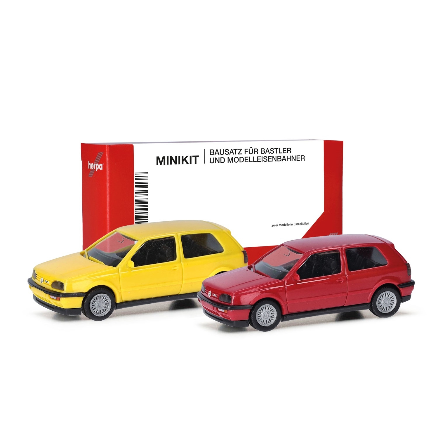 014014 - Herpa MiniKit - 2x Volkswagen VW Golf III VR6 2türig (schwefelgelb + flashrot)