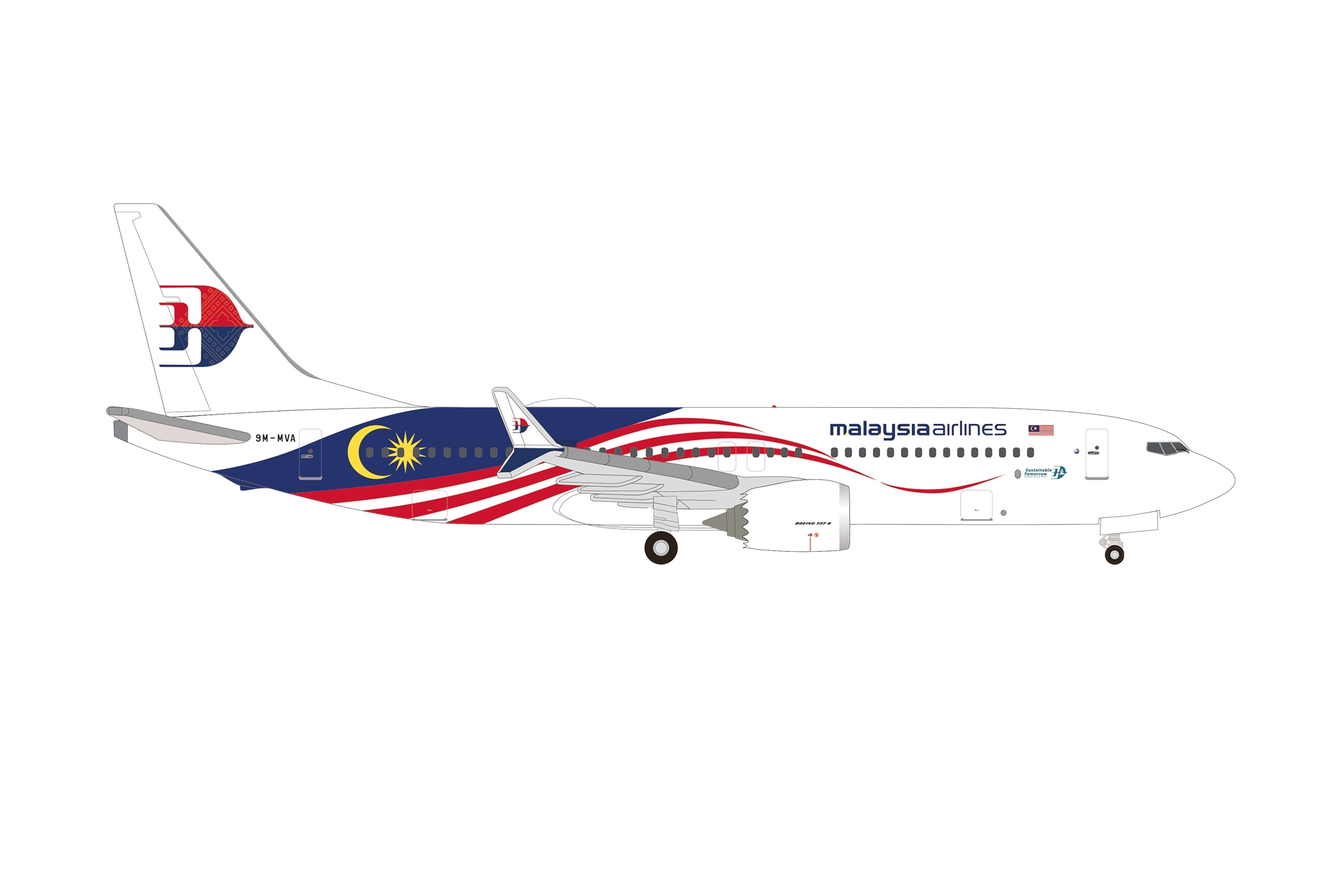 537780 - Herpa Wings - Malaysia Airlines Boeing 737 Max 8 - 9M-MVA -