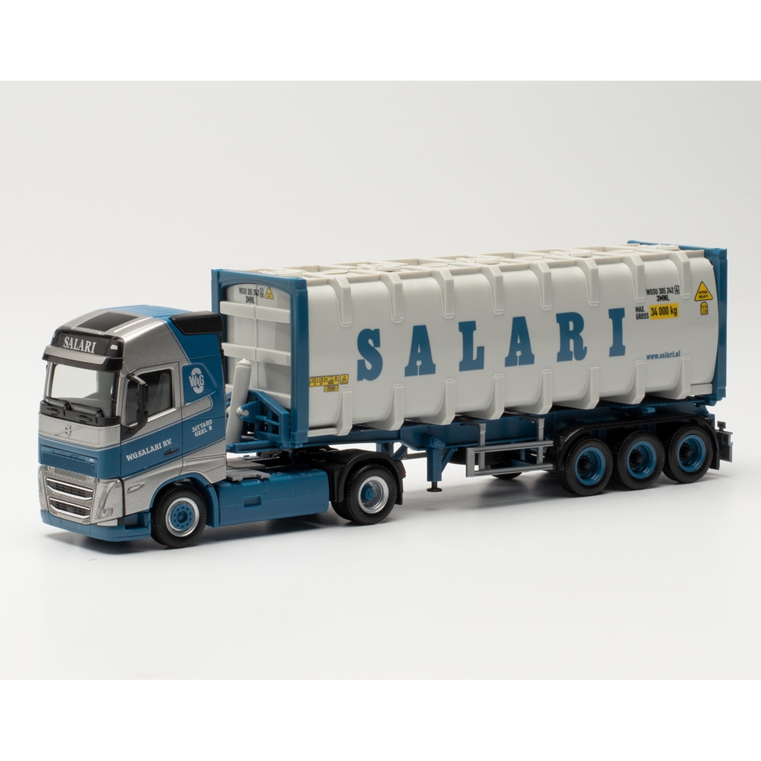 314718 - Herpa - Volvo FH5 Globetrotter  mit 30ft Bulkcontainerauflieger - Salari - NL